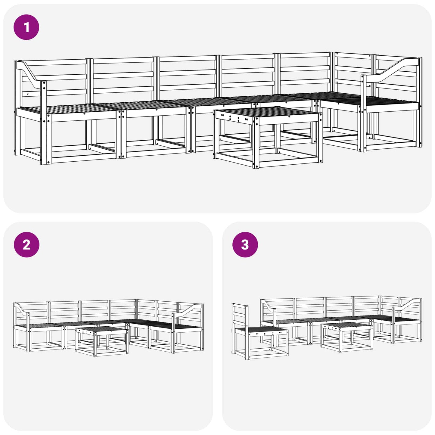 Utendørs sofa-sett 7 pcs Naturlig Solid akasietre