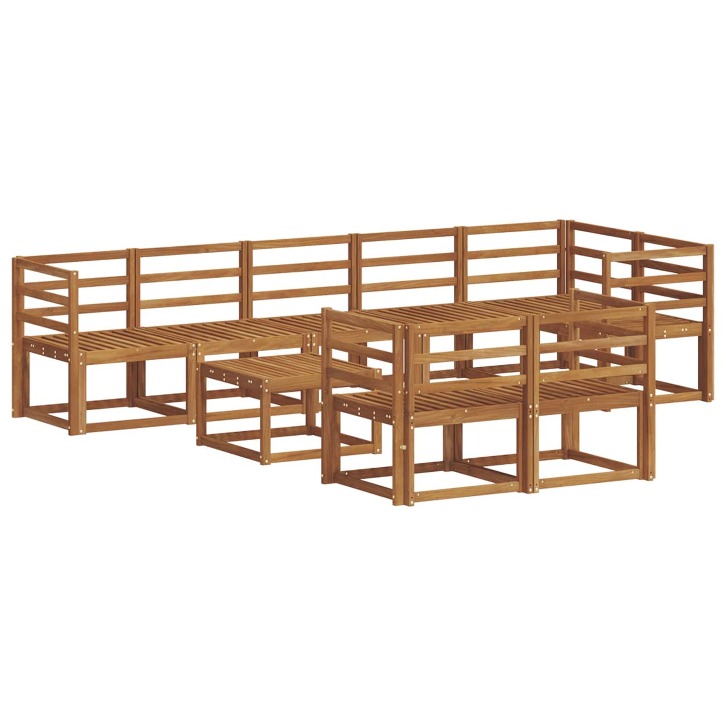 Utendørs sofa-sett 9 pcs Naturlig Solid akasietre