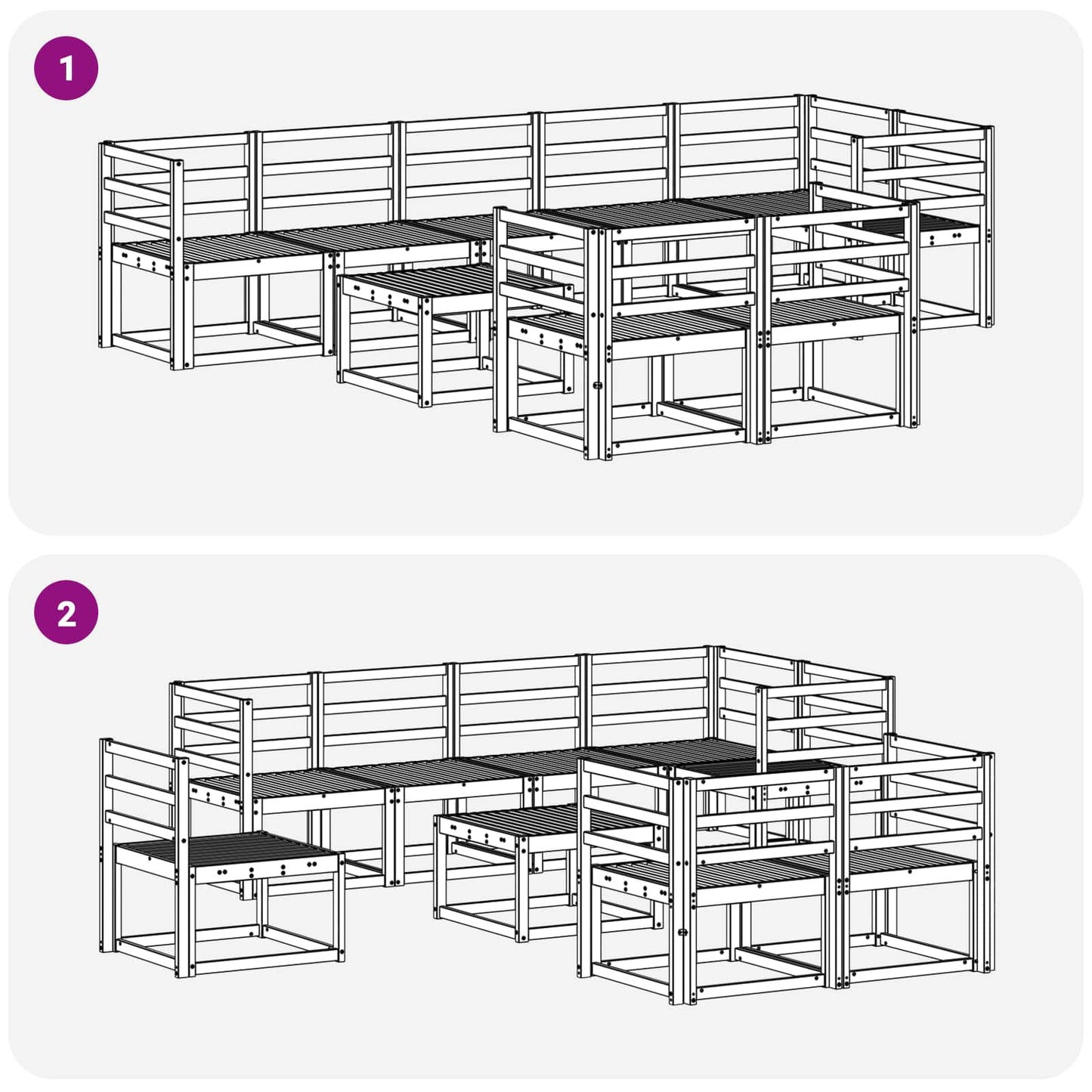 Utendørs sofa-sett 9 pcs Naturlig Solid akasietre