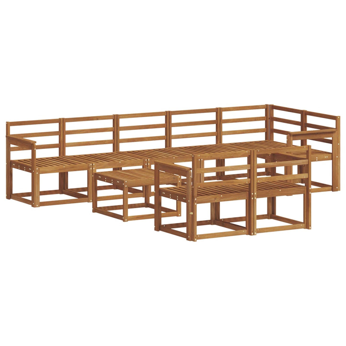 Utendørs sofa-sett 9 pcs Naturlig Solid akasietre