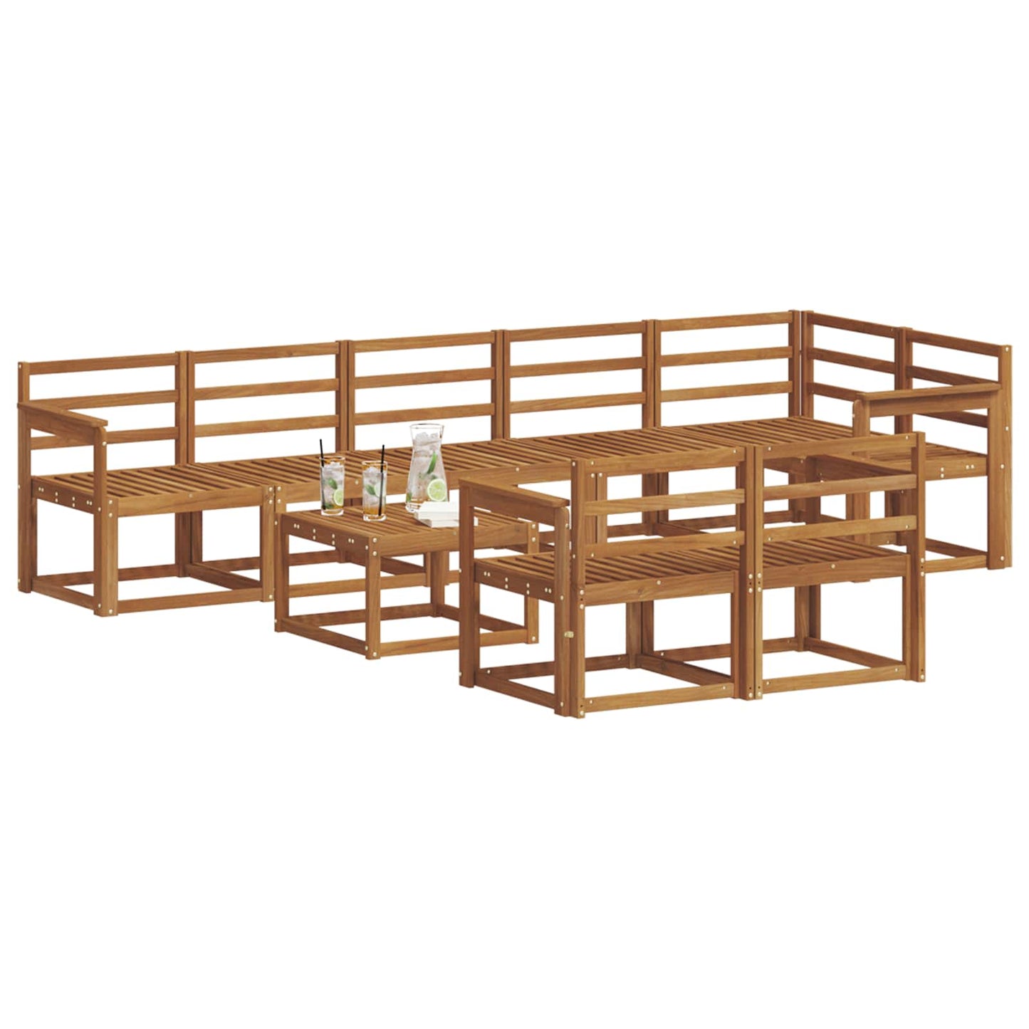 Utendørs sofa-sett 9 pcs Naturlig Solid akasietre