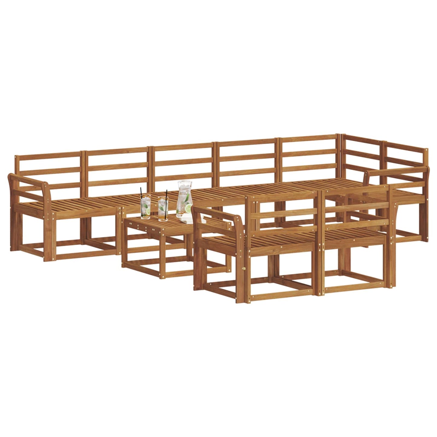 Utendørs sofa-sett 9 pcs Naturlig Solid akasietre