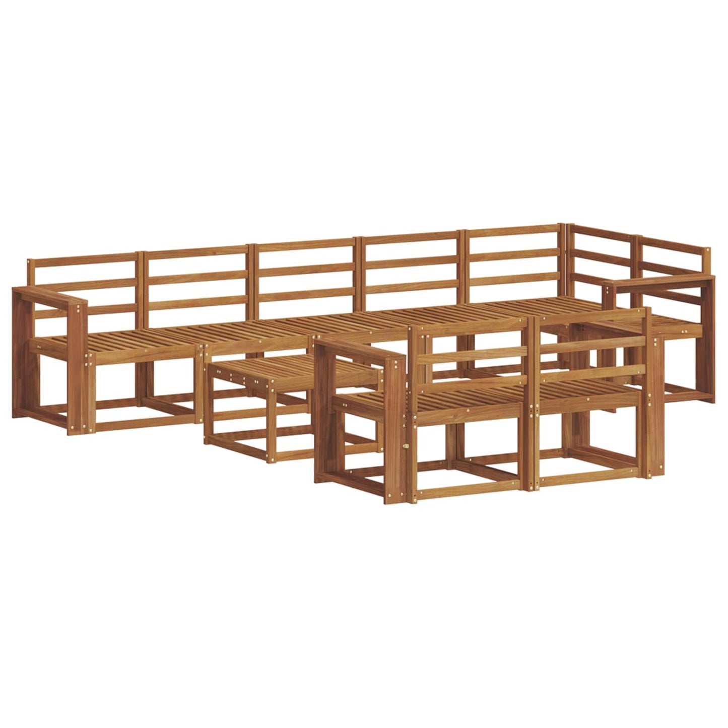 Utendørs sofa-sett 9 pcs Naturlig Solid akasietre