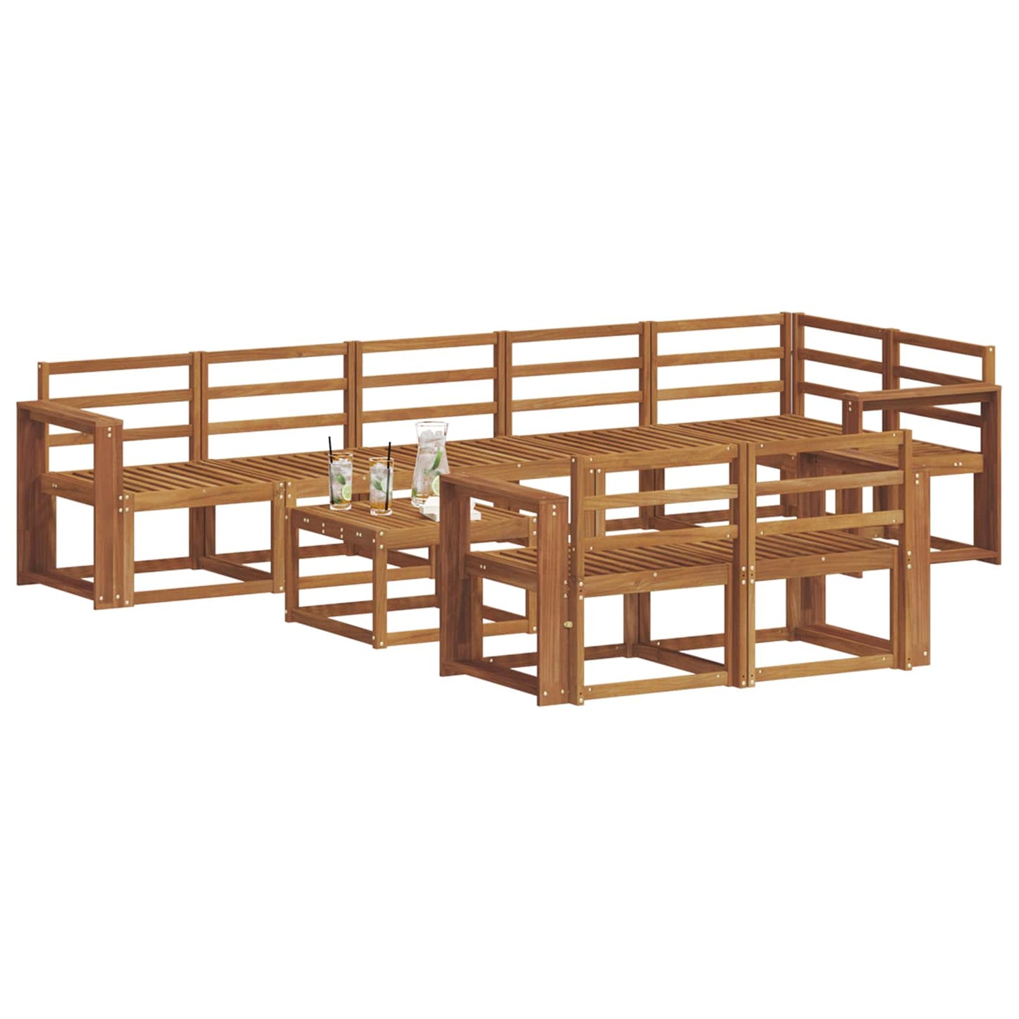 Utendørs sofa-sett 9 pcs Naturlig Solid akasietre