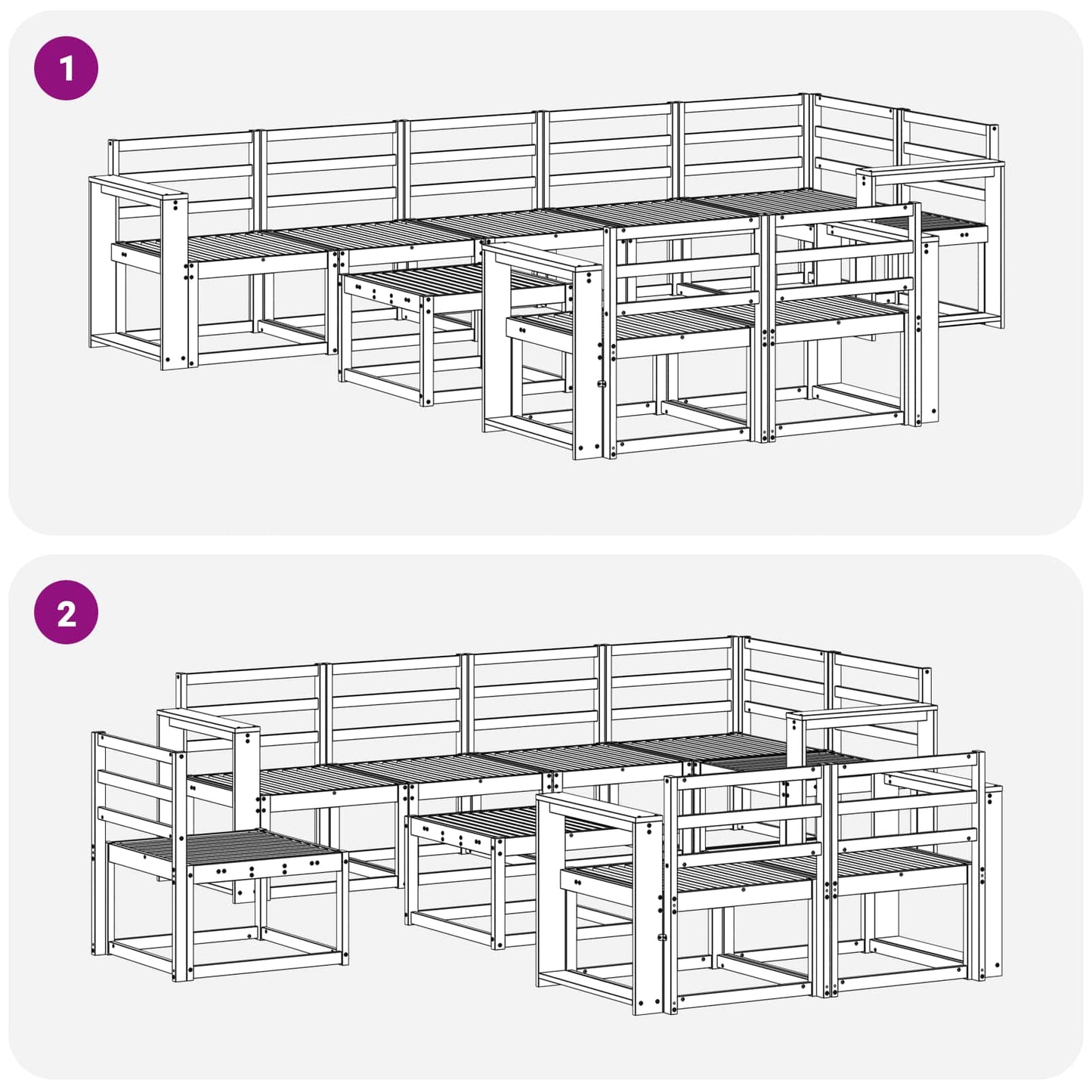 Utendørs sofa-sett 9 pcs Naturlig Solid akasietre