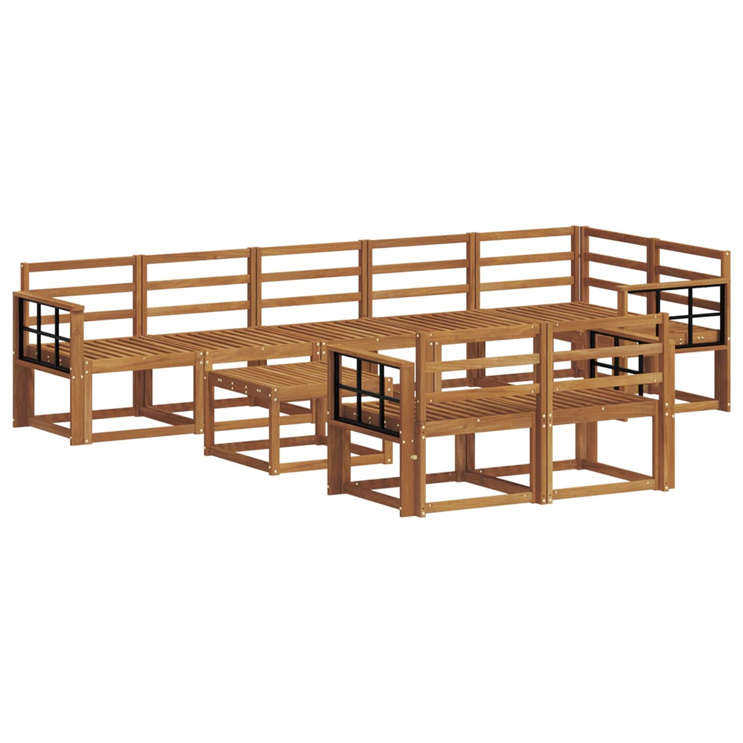 Utendørs sofa-sett 9 pcs Naturlig Solid akasietre