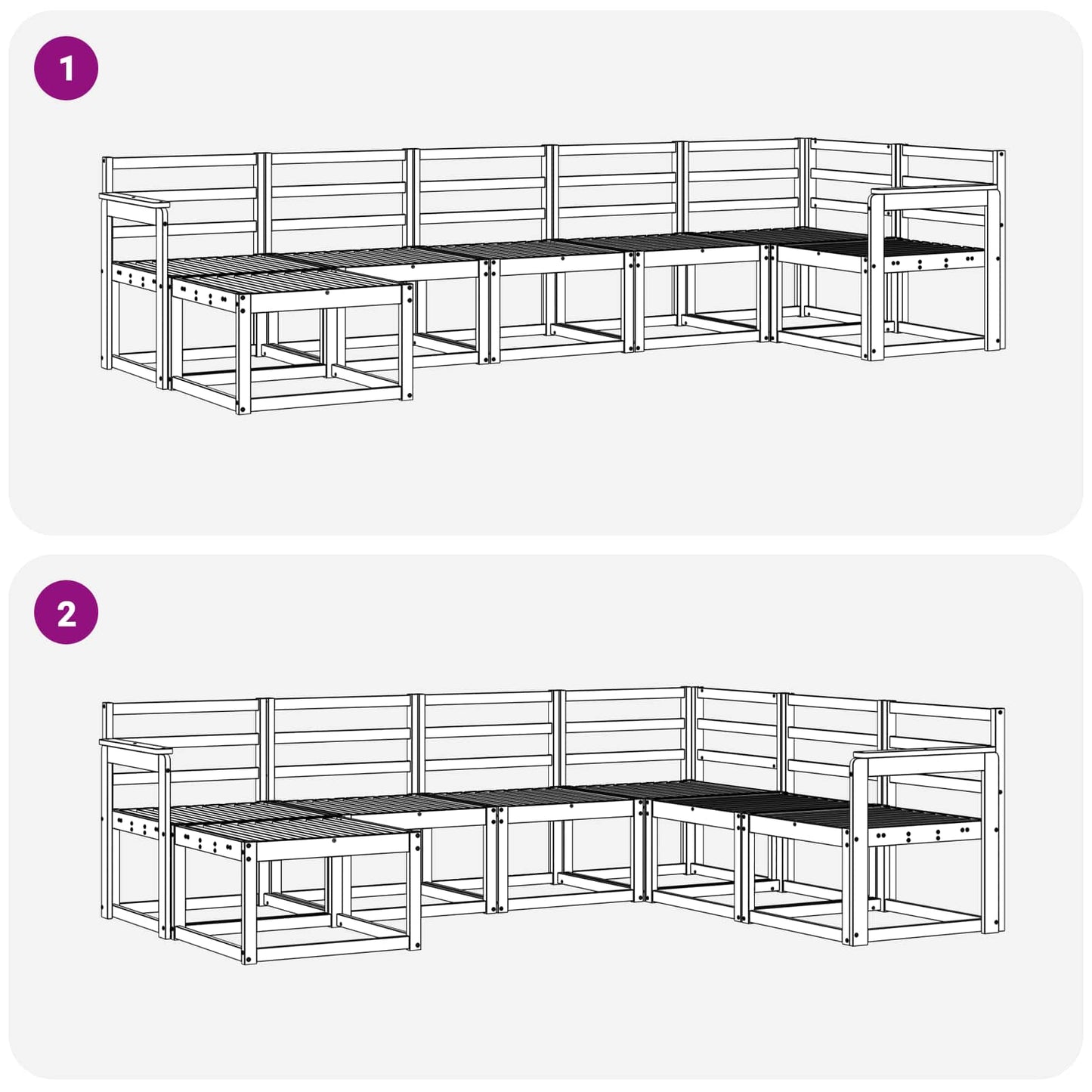 Utendørs sofa-sett 7 pcs Naturlig Solid akasietre