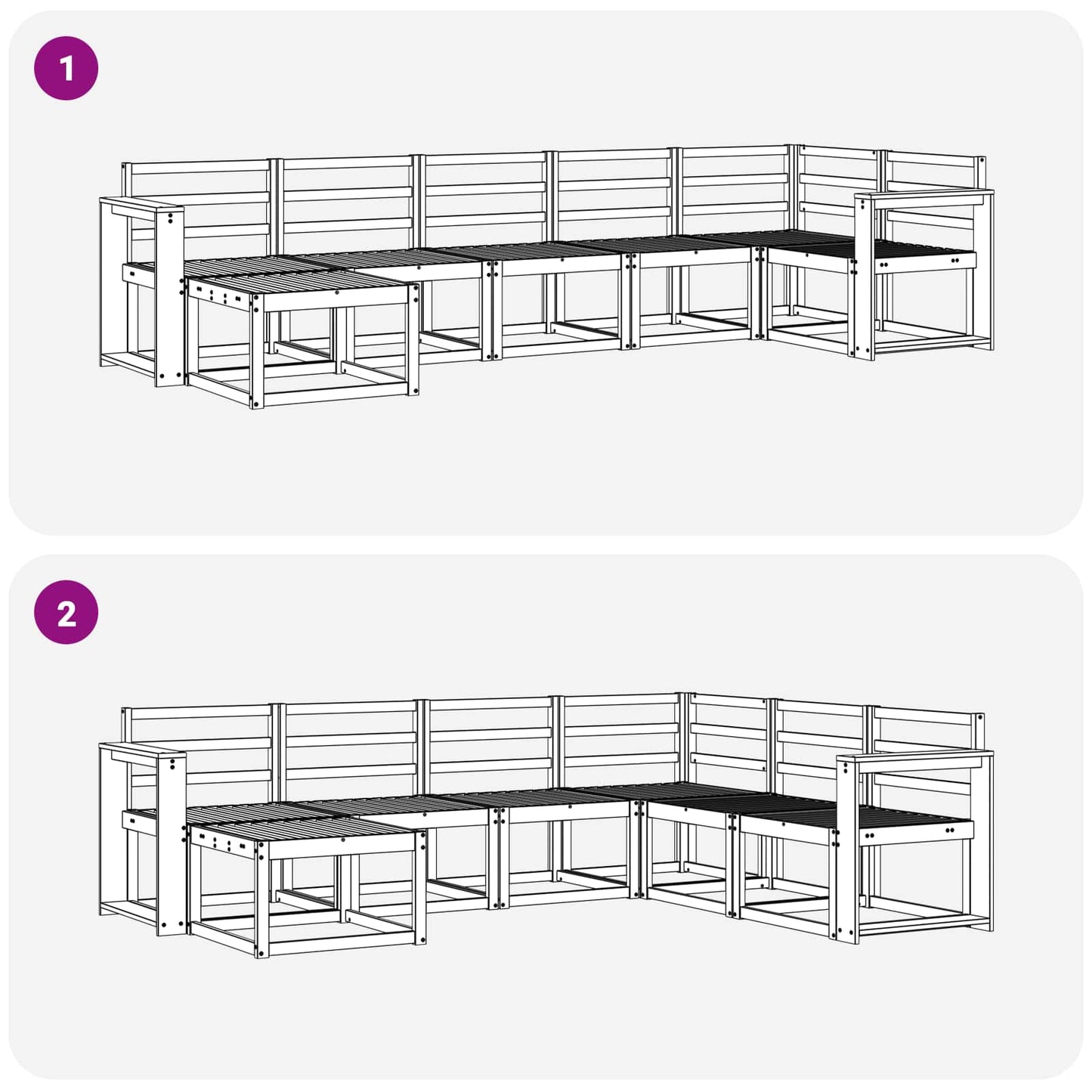 Utendørs sofa-sett 7 pcs Naturlig Solid akasietre