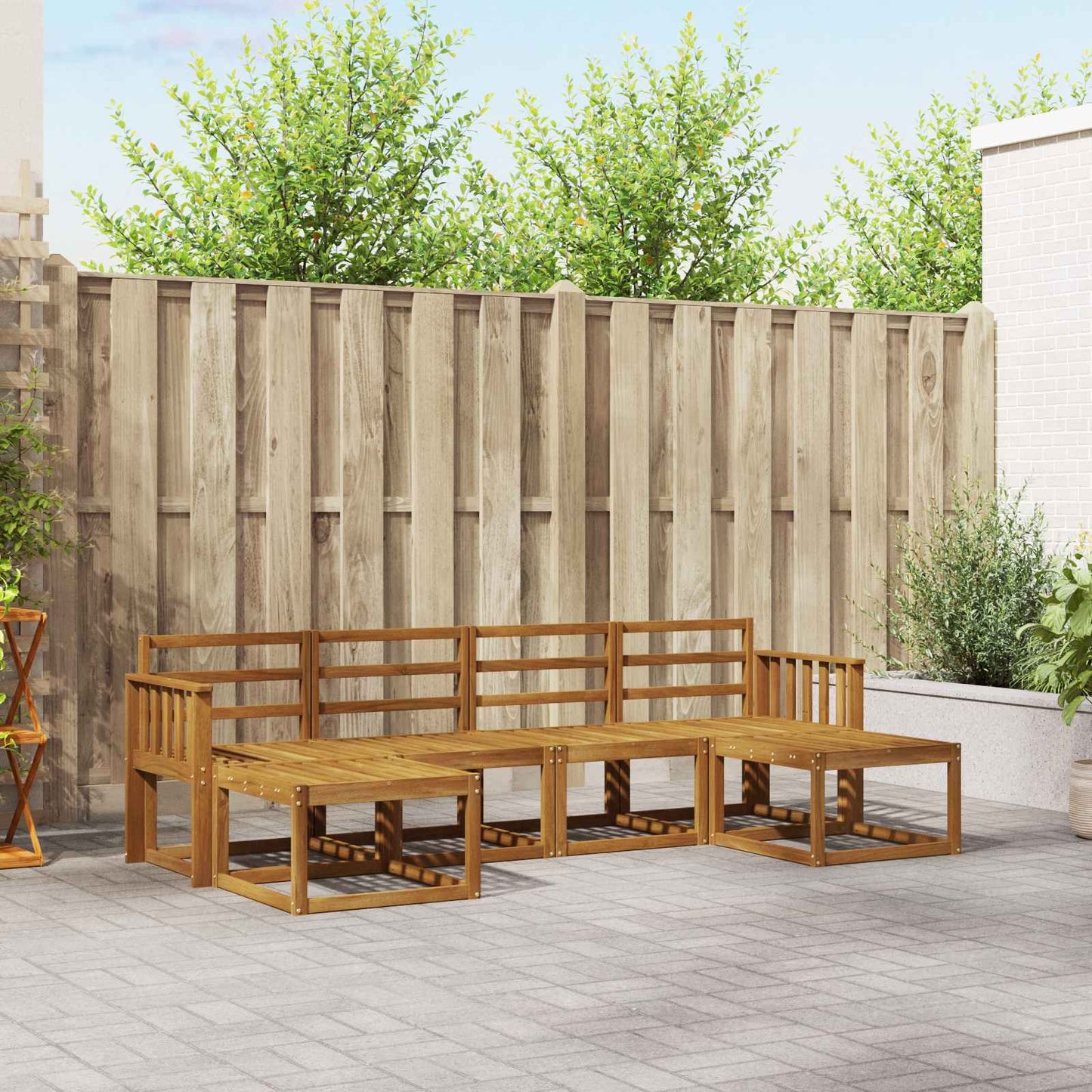 Utendørs sofa-sett 6 pcs Naturlig Konstruert tre