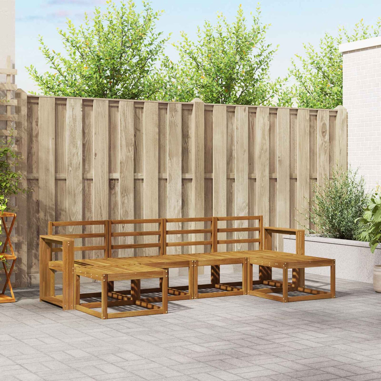Utendørs sofa-sett 6 pcs Naturlig Konstruert tre