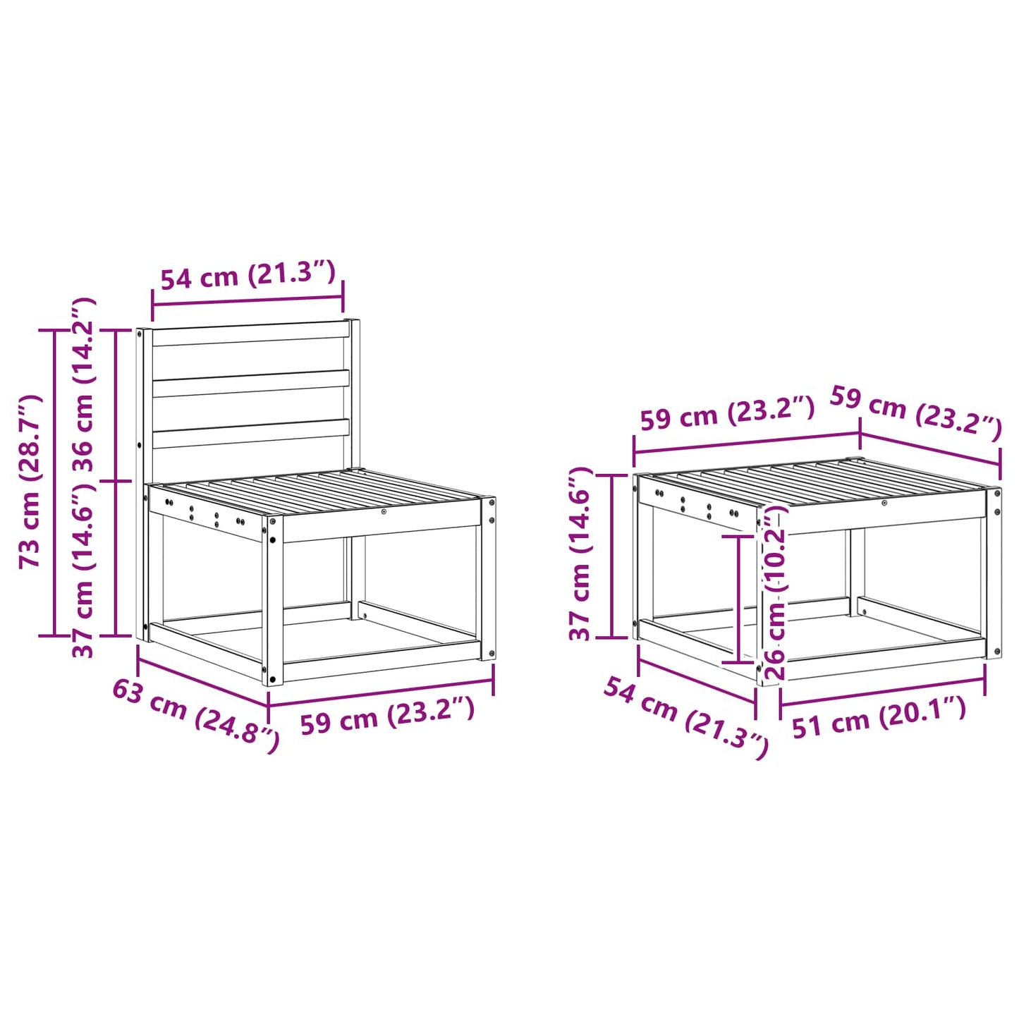 Utendørs sofa-sett 6 pcs Naturlig Konstruert tre