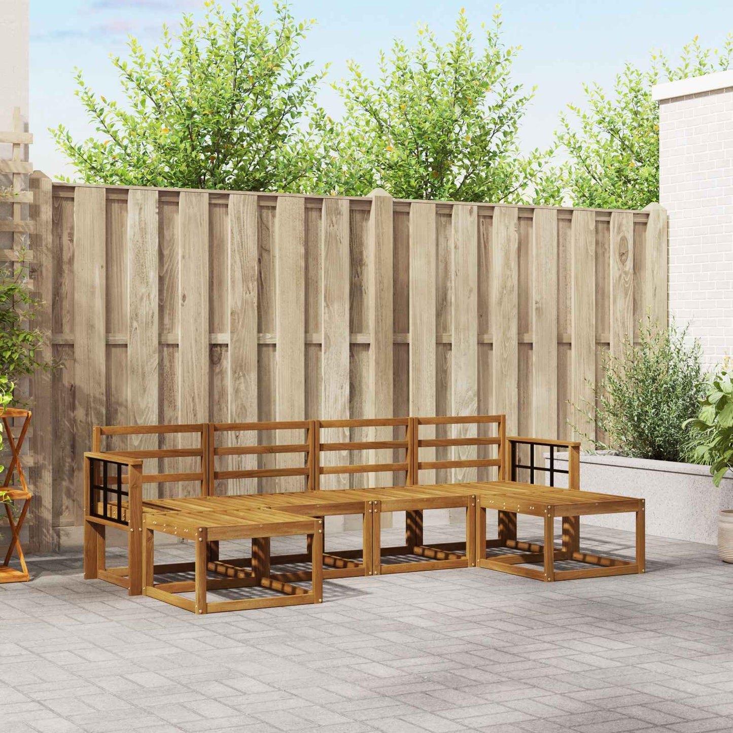 Utendørs sofa-sett 6 pcs Naturlig Konstruert tre