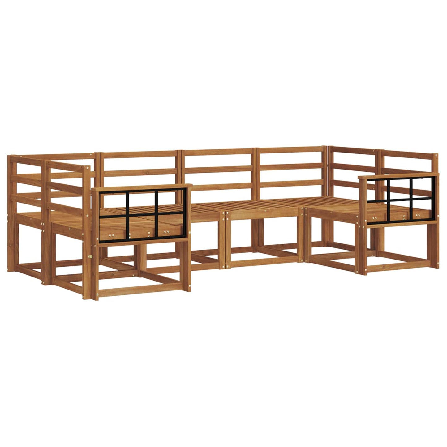 Utendørs sofa-sett 6 pcs Naturlig Solid akasietre