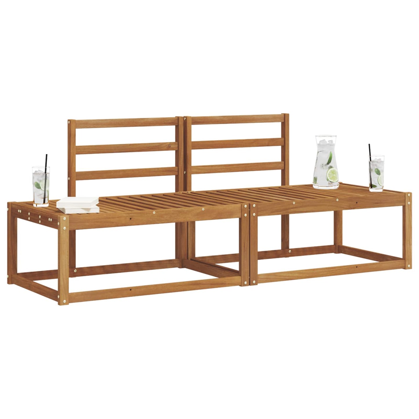 Utendørs sofa-sett 2 pcs Naturlig 182,5 x 63 x 73 cm