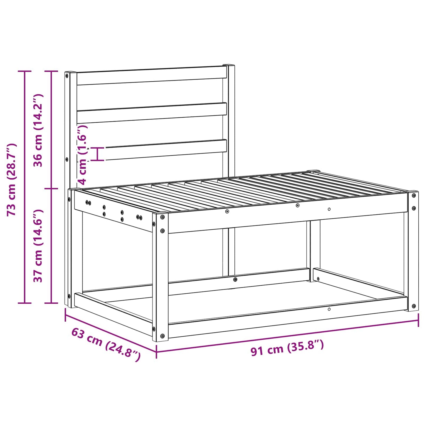 Utendørs sofa-sett 2 pcs Naturlig 182,5 x 63 x 73 cm