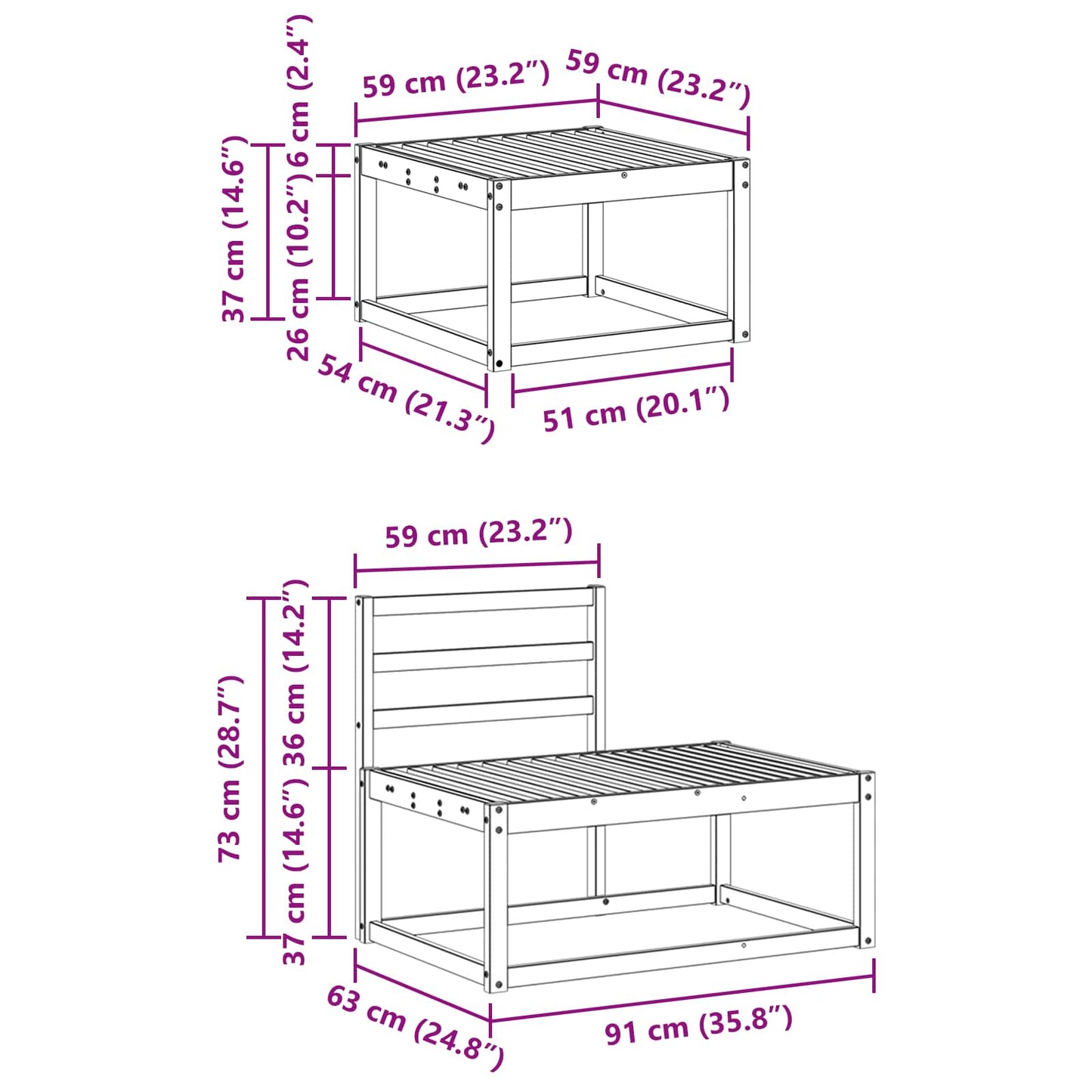 Utendørs sofa-sett 3 pcs Naturlig Solid akasietre
