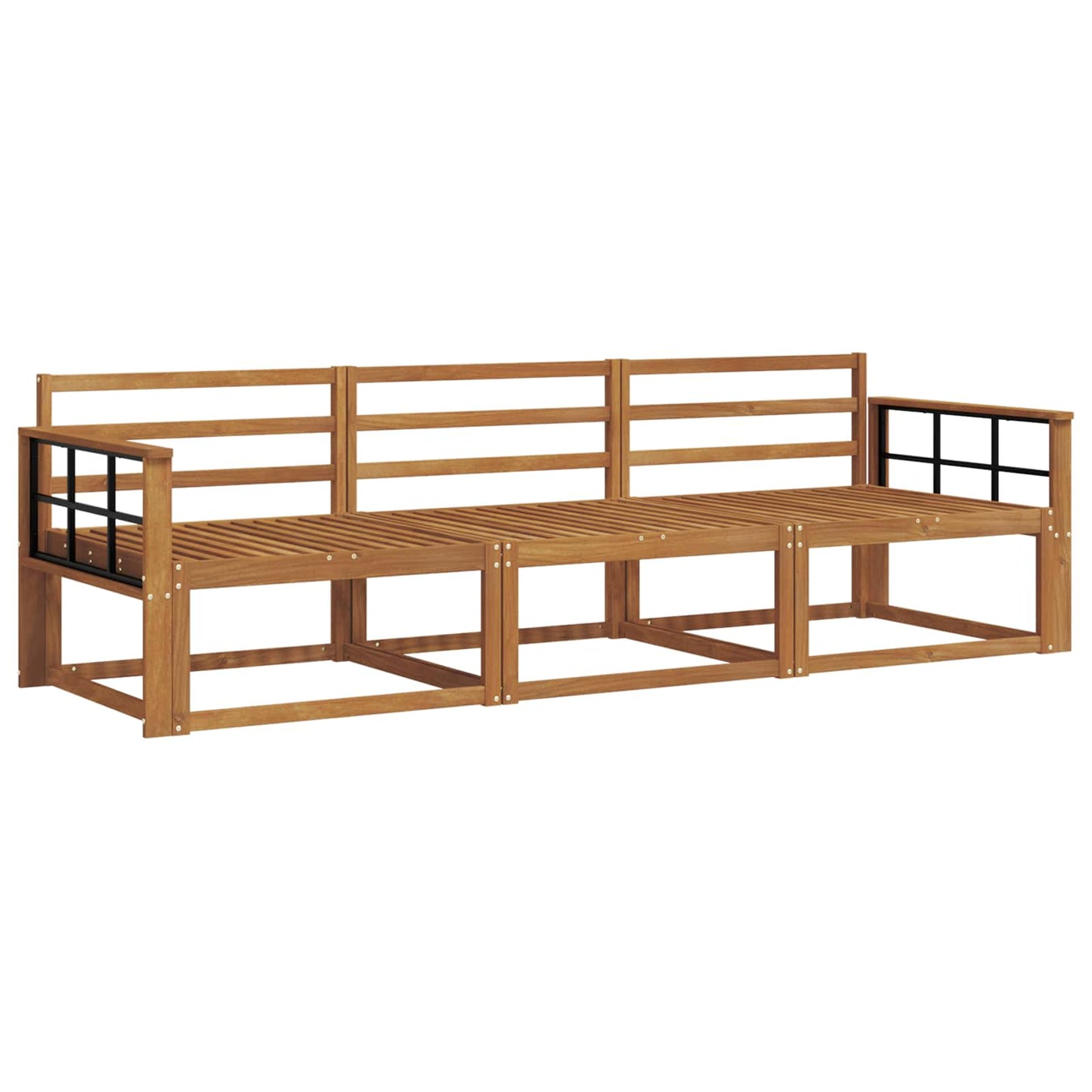 Utendørs sofa-sett 3 pcs Naturlig Solid akasietre