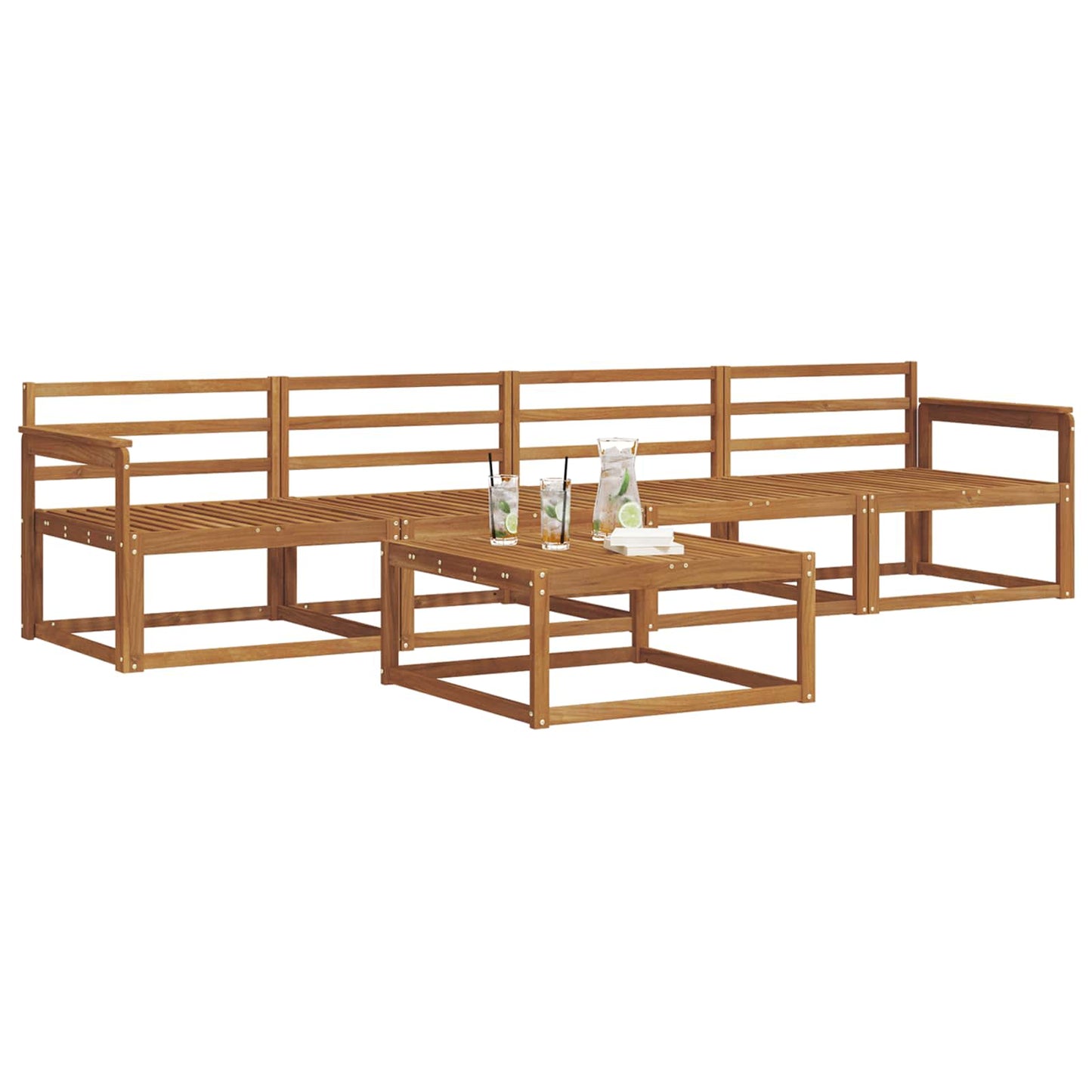 Utendørs sofa-sett 5 pcs Naturlig Solid akasietre