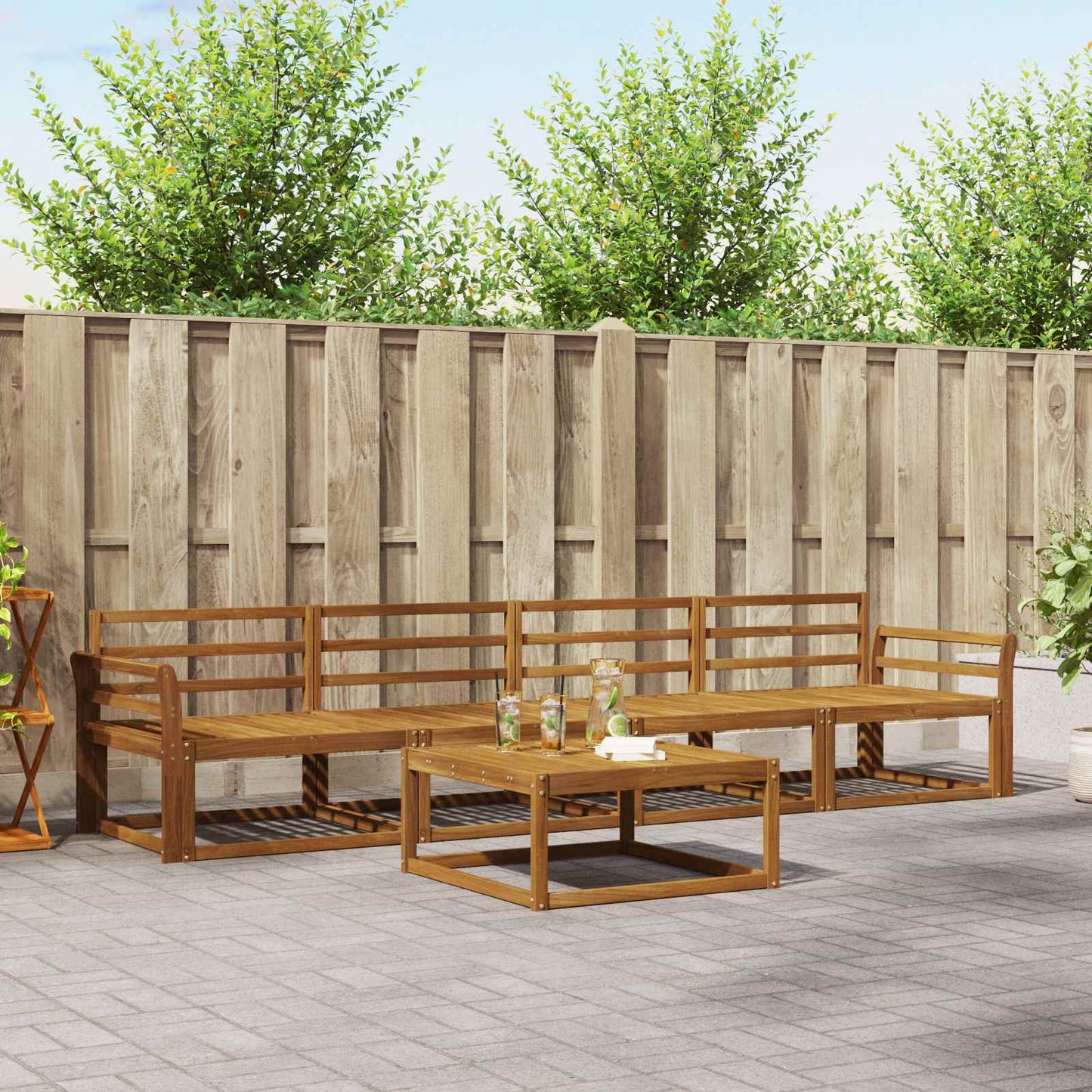 Utendørs sofa-sett 5 pcs Naturlig Solid akasietre