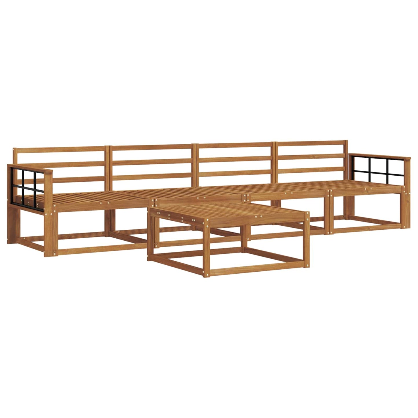 Utendørs sofa-sett 5 pcs Naturlig Solid akasietre
