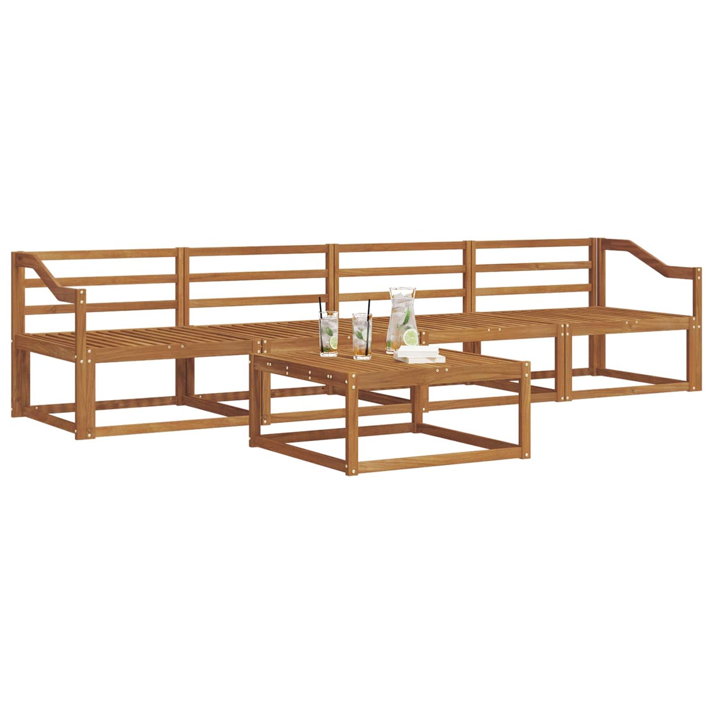 Utendørs sofa-sett 5 pcs Naturlig Solid akasietre