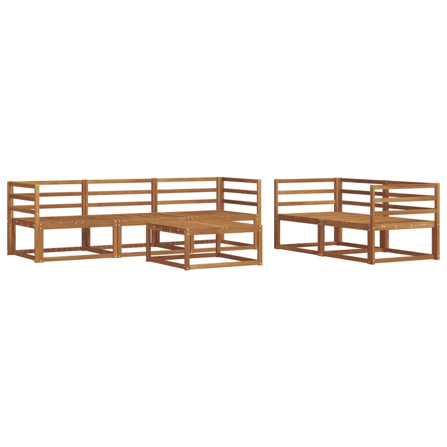 Utendørs sofa-sett 6 pcs Naturlig Solid akasietre