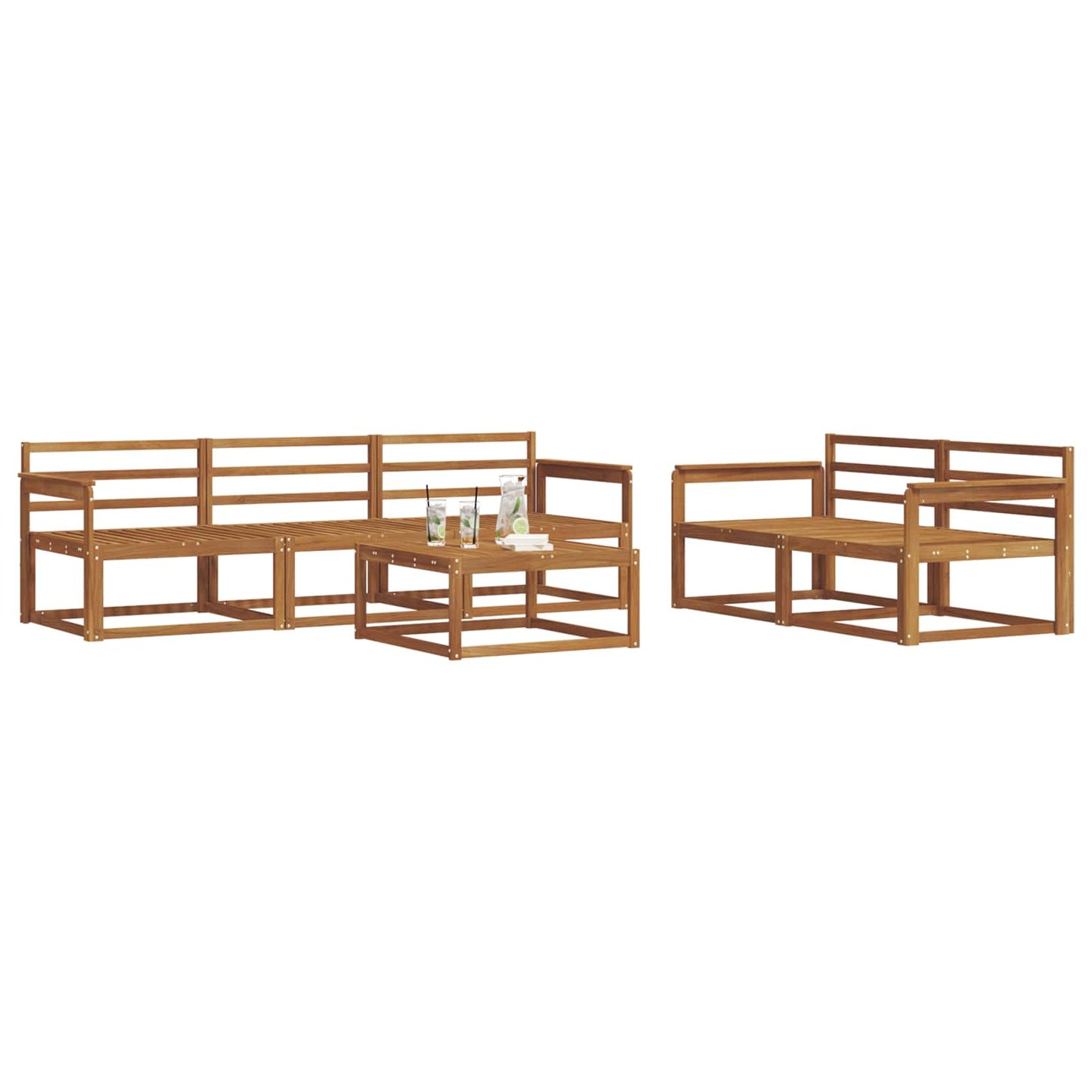 Utendørs sofa-sett 6 pcs Naturlig Solid akasietre
