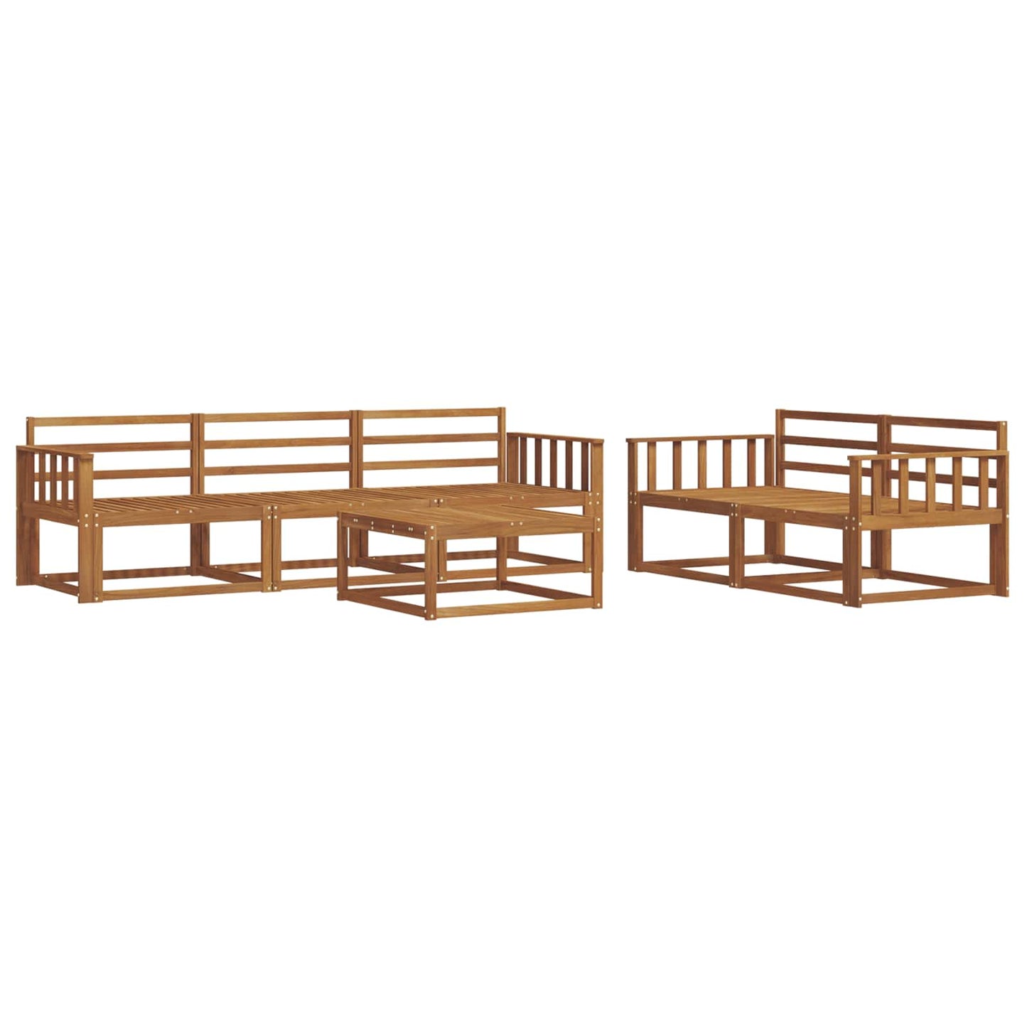 Utendørs sofa-sett 6 pcs Naturlig Solid akasietre
