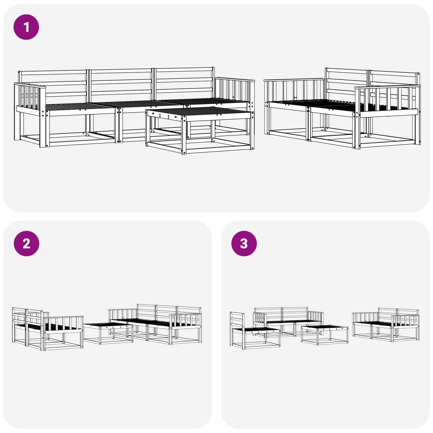 Utendørs sofa-sett 6 pcs Naturlig Solid akasietre