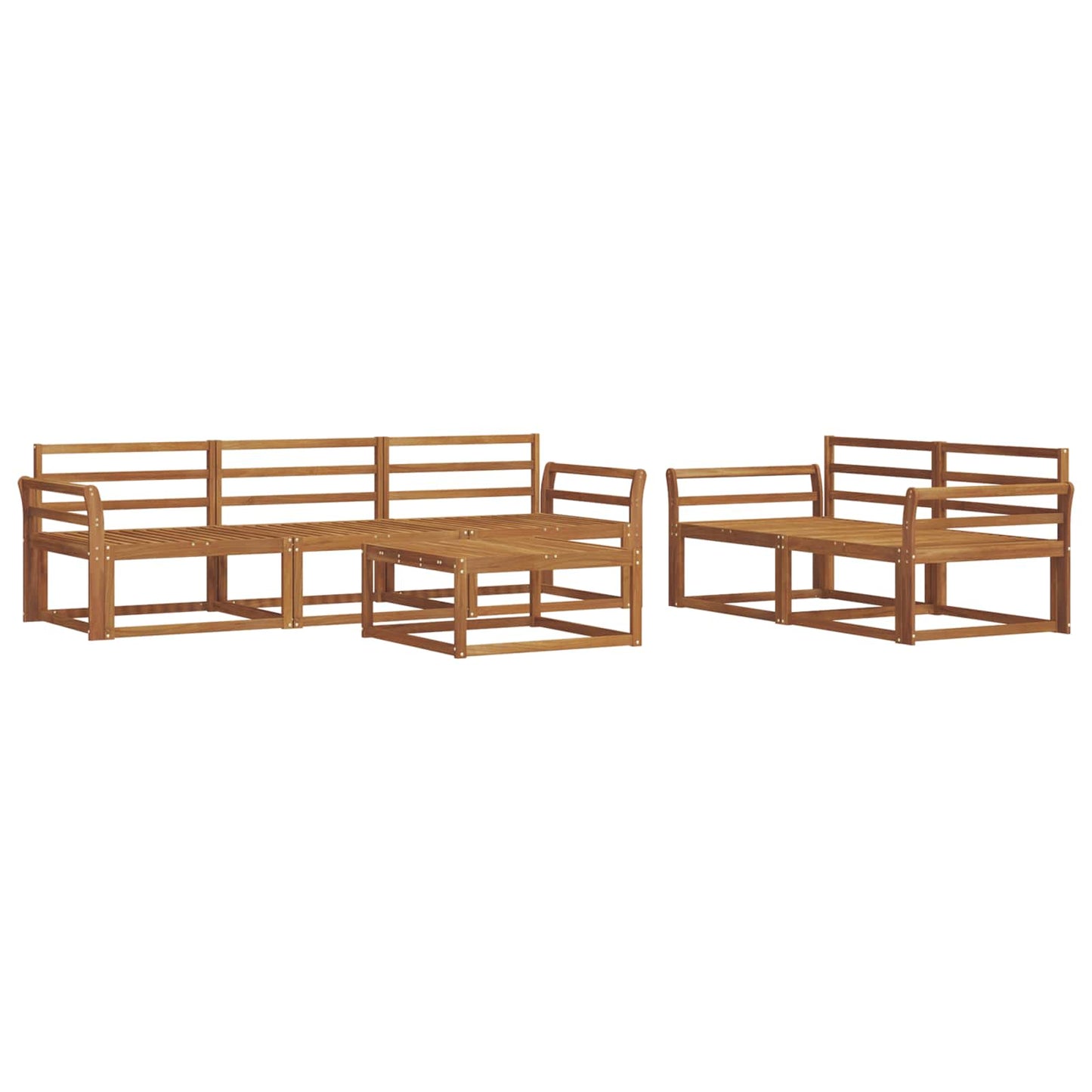 Utendørs sofa-sett 6 pcs Naturlig Solid akasietre