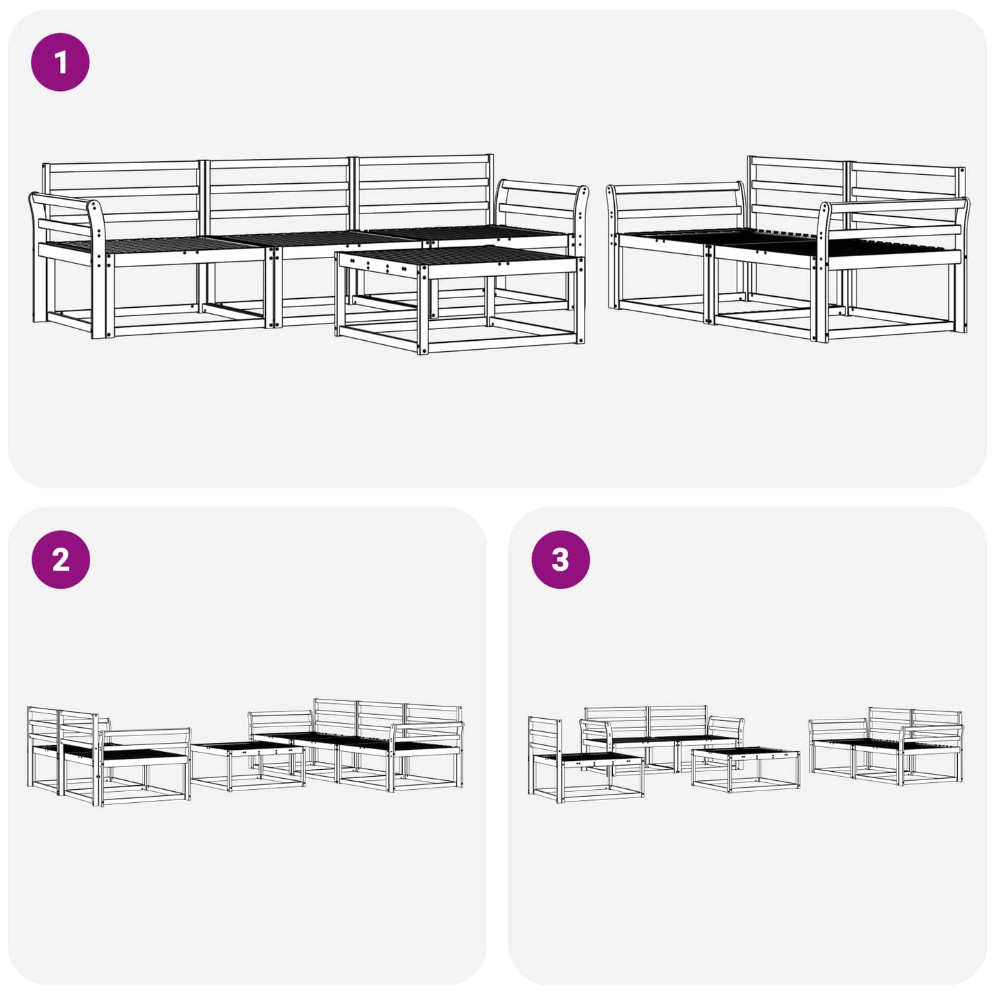 Utendørs sofa-sett 6 pcs Naturlig Solid akasietre
