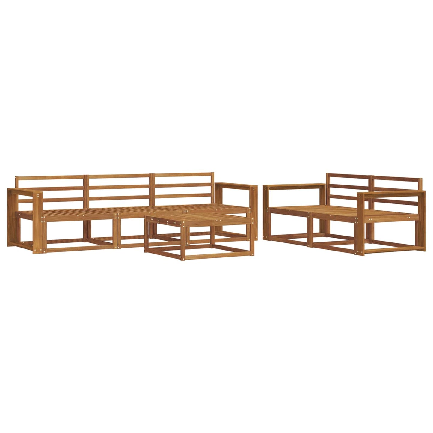 Utendørs sofa-sett 6 pcs Naturlig Solid akasietre