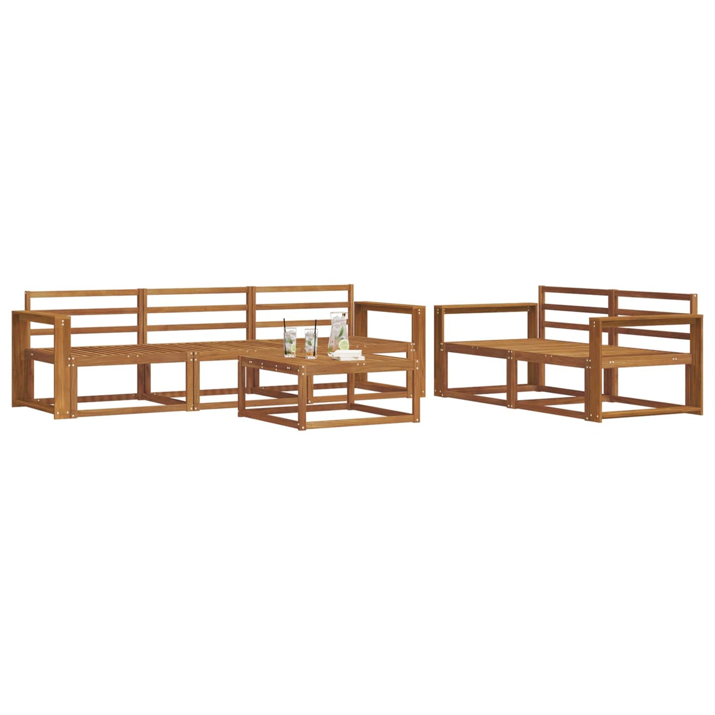 Utendørs sofa-sett 6 pcs Naturlig Solid akasietre