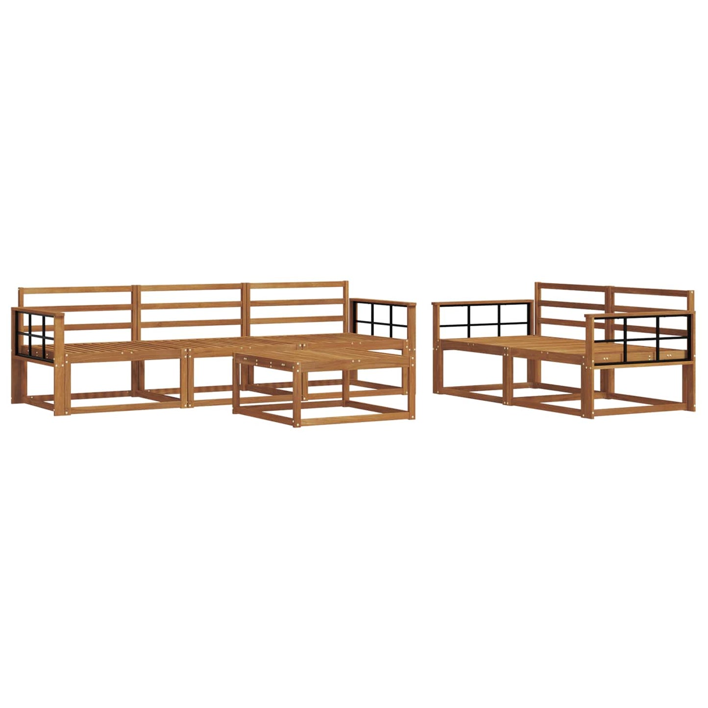 Utendørs sofa-sett 6 pcs Naturlig Solid akasietre