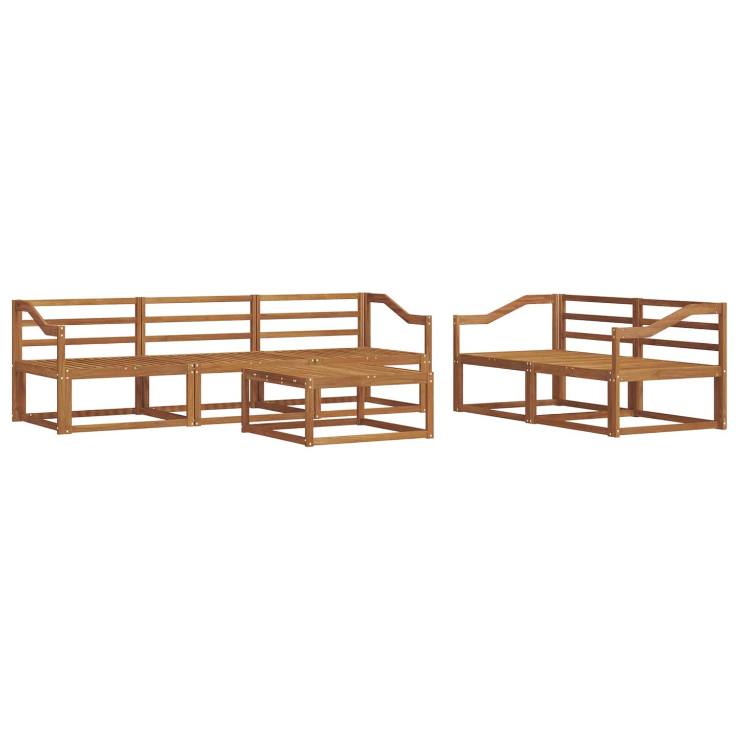 Utendørs sofa-sett 6 pcs Naturlig Solid akasietre