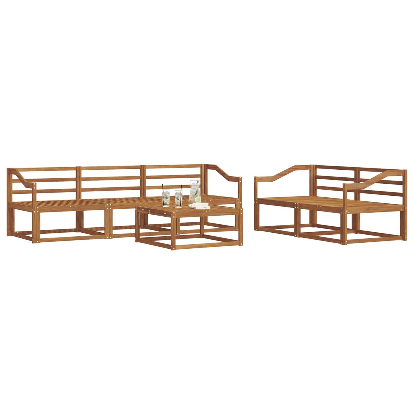 Utendørs sofa-sett 6 pcs Naturlig Solid akasietre