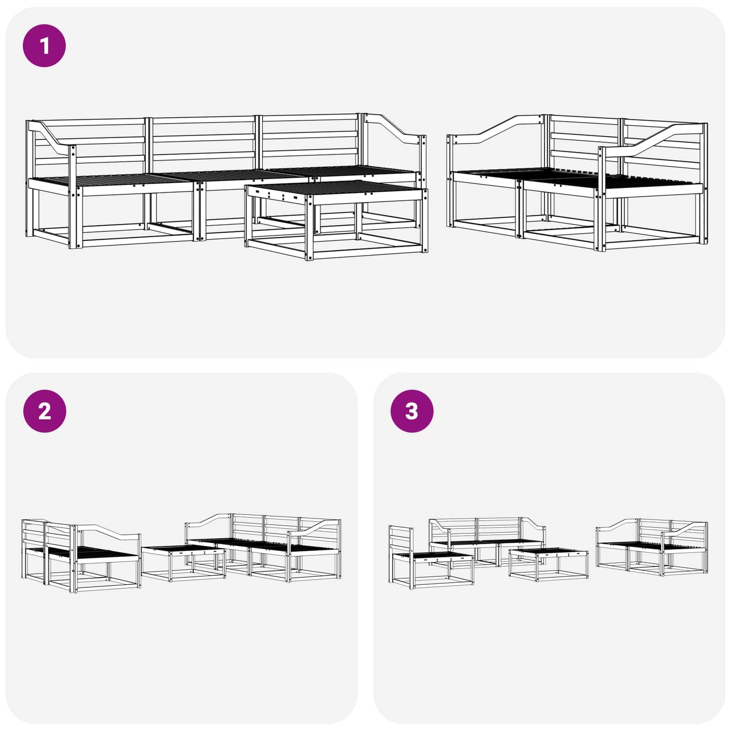 Utendørs sofa-sett 6 pcs Naturlig Solid akasietre