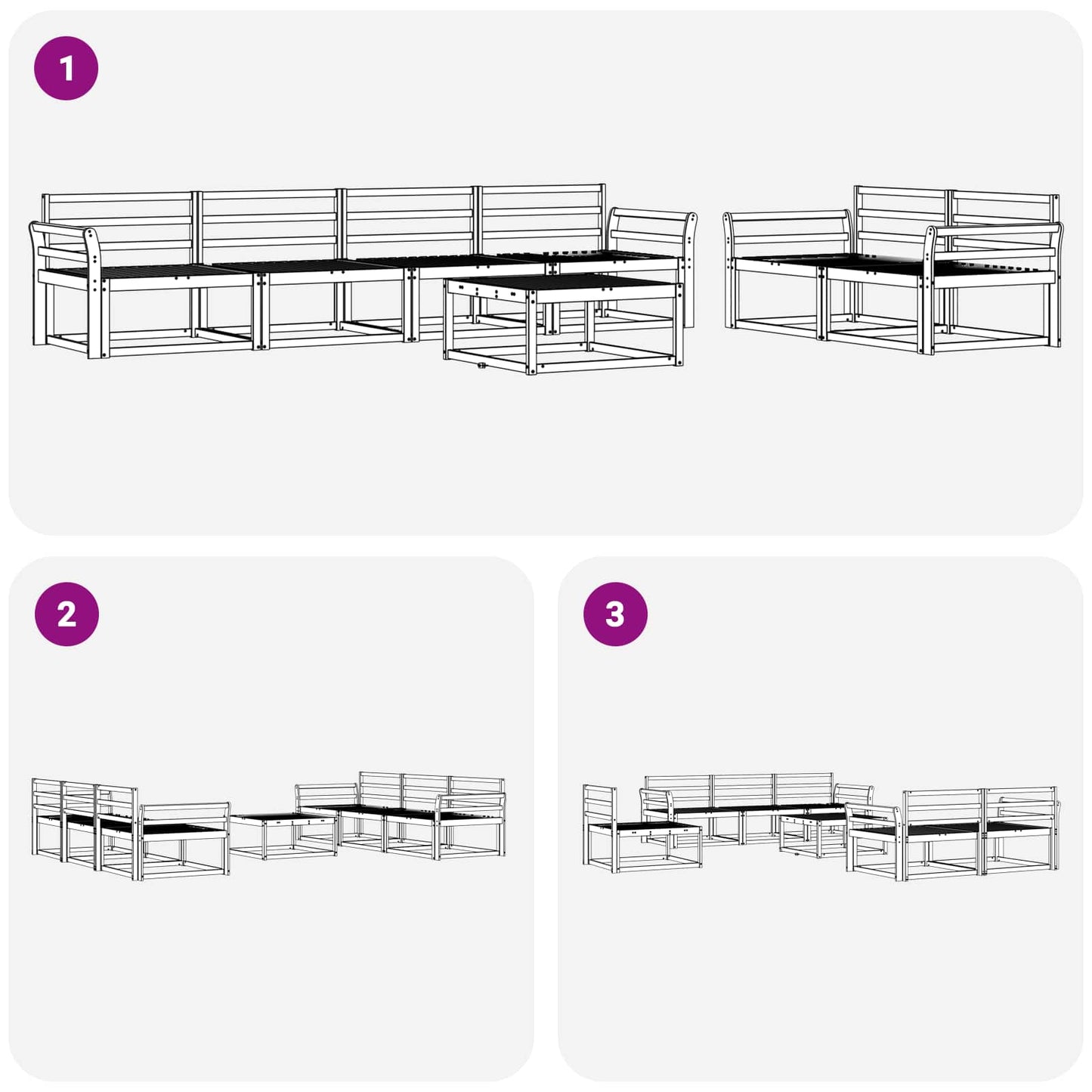 Utendørs sofa-sett 7 pcs Naturlig Solid akasietre