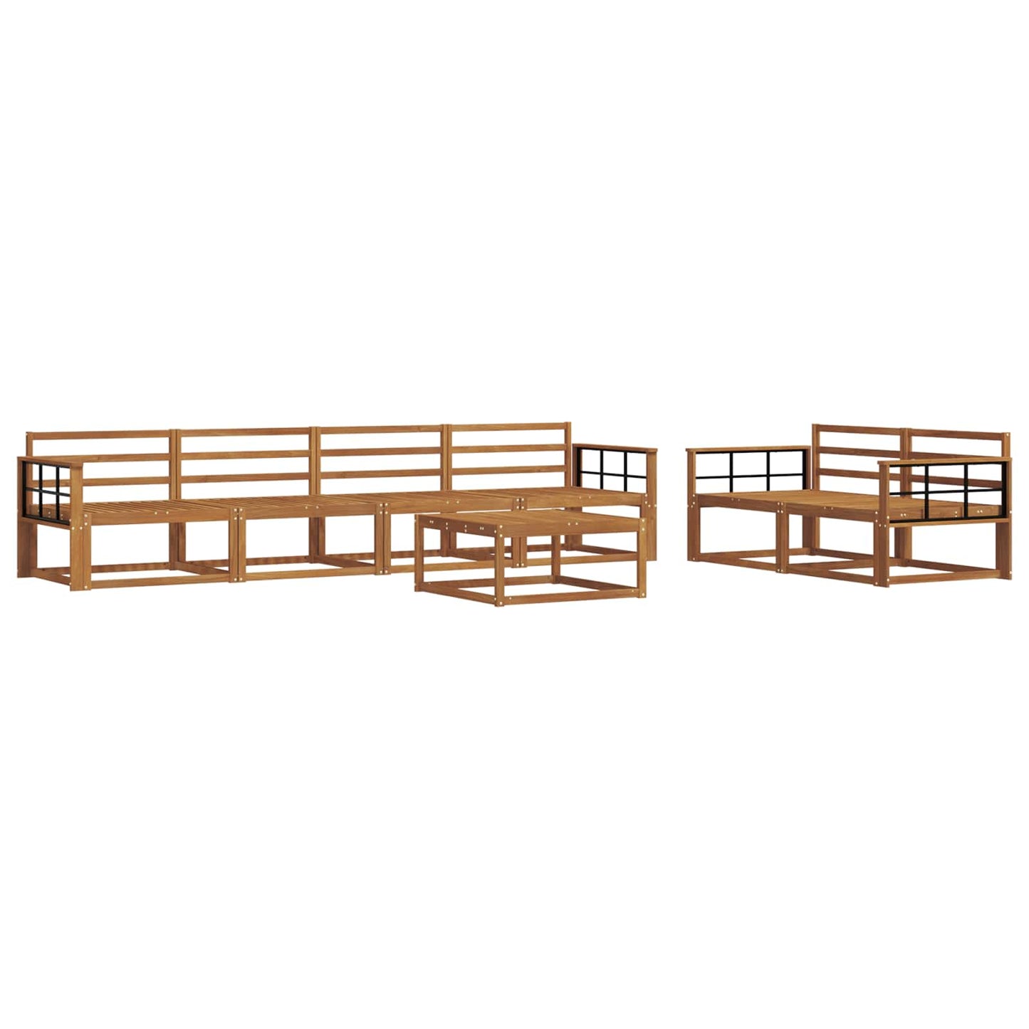 Utendørs sofa-sett 7 pcs Naturlig Solid akasietre