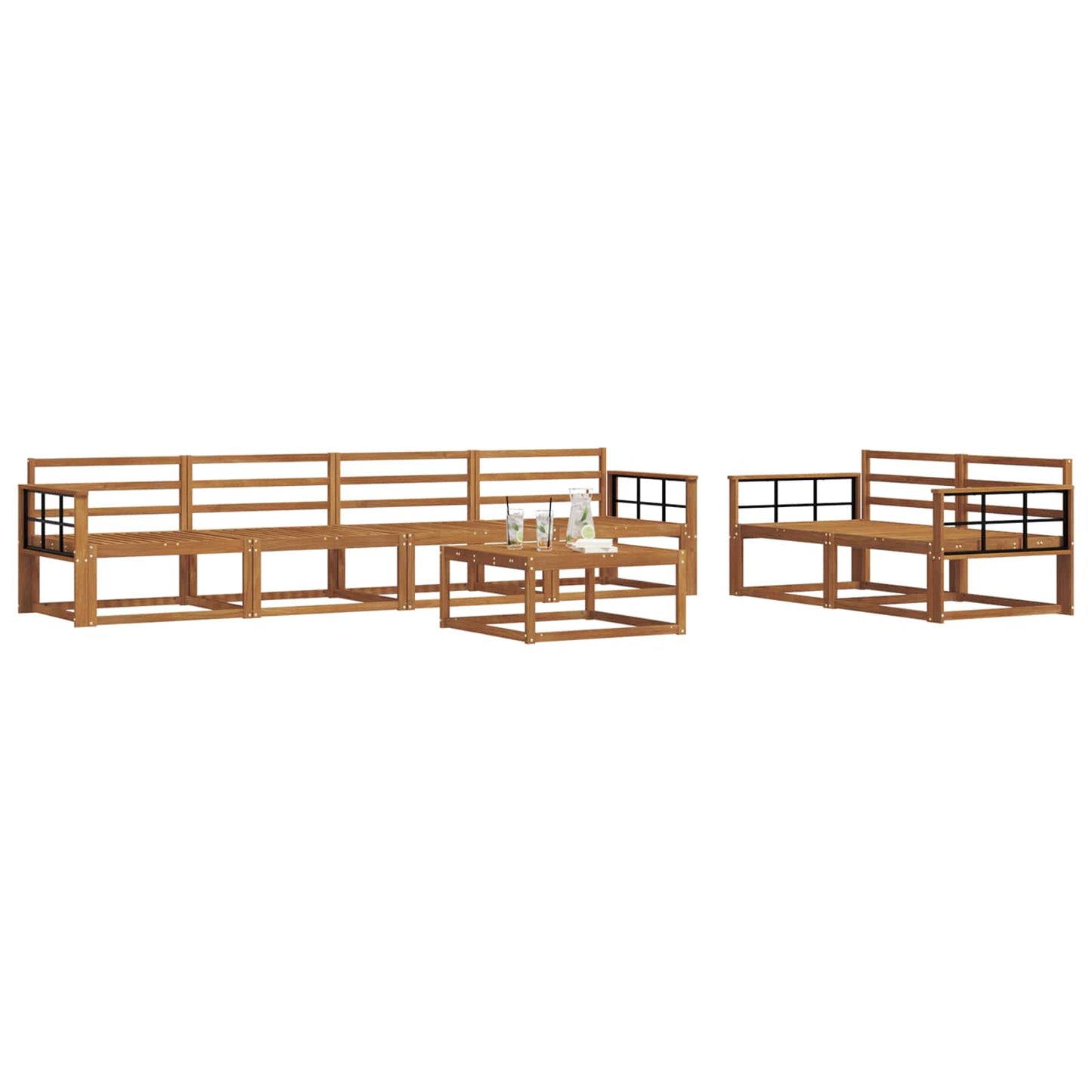 Utendørs sofa-sett 7 pcs Naturlig Solid akasietre