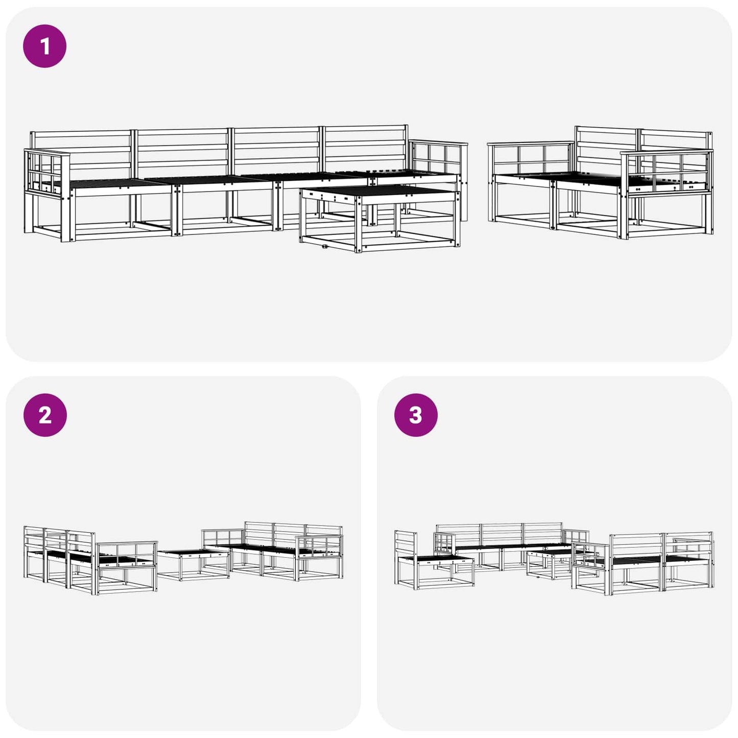 Utendørs sofa-sett 7 pcs Naturlig Solid akasietre