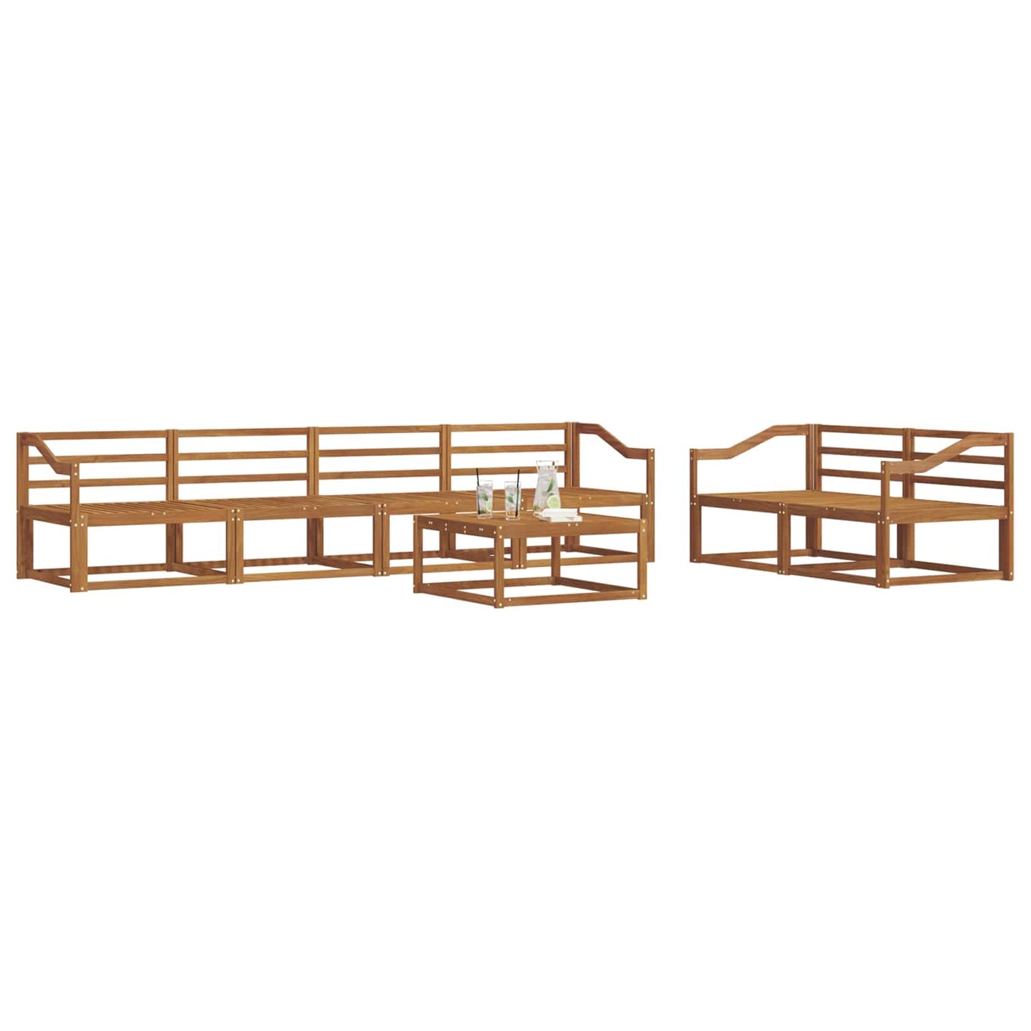 Utendørs sofa-sett 7 pcs Naturlig Solid akasietre