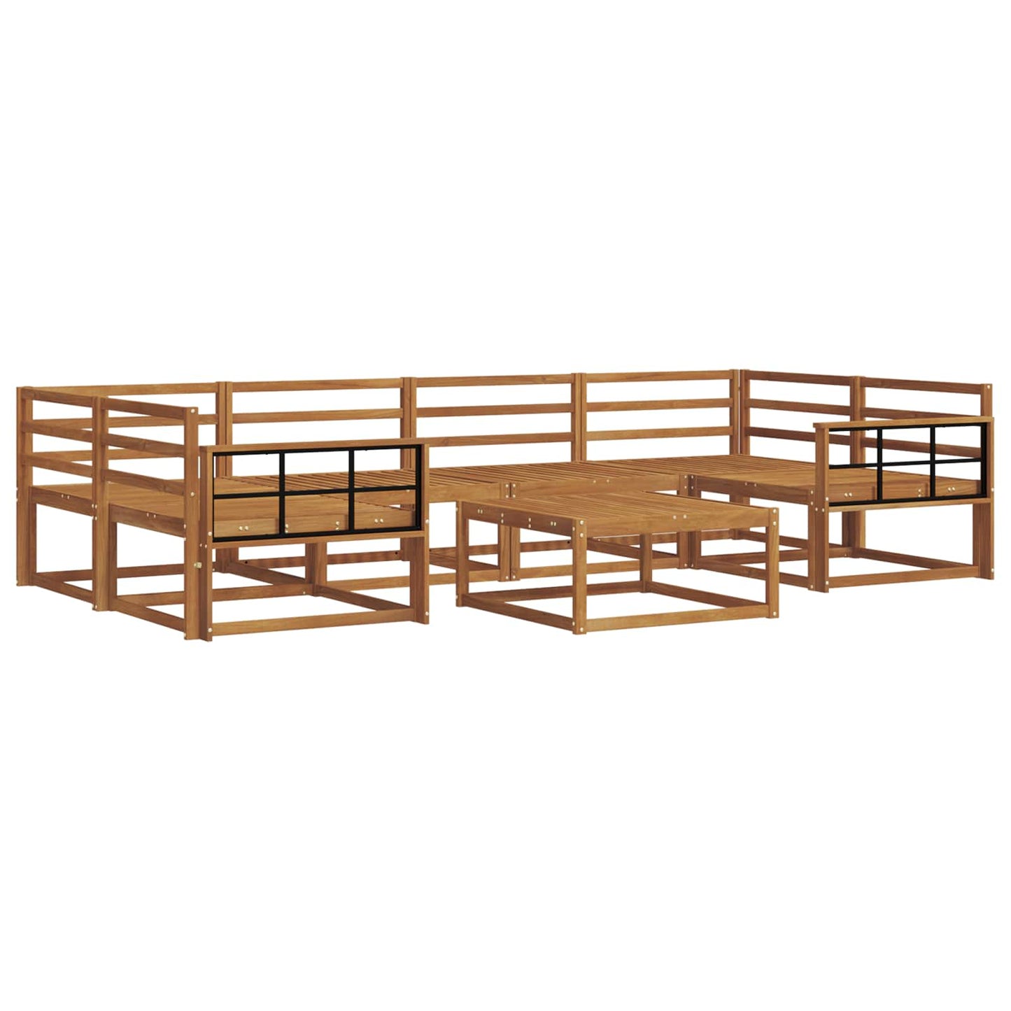 Utendørs sofa-sett 7 pcs Naturlig Solid akasietre