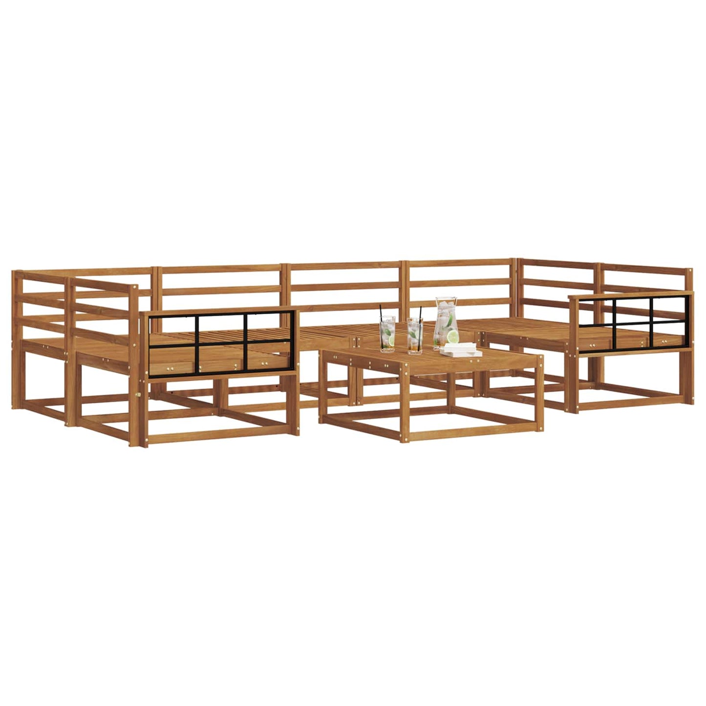 Utendørs sofa-sett 7 pcs Naturlig Solid akasietre