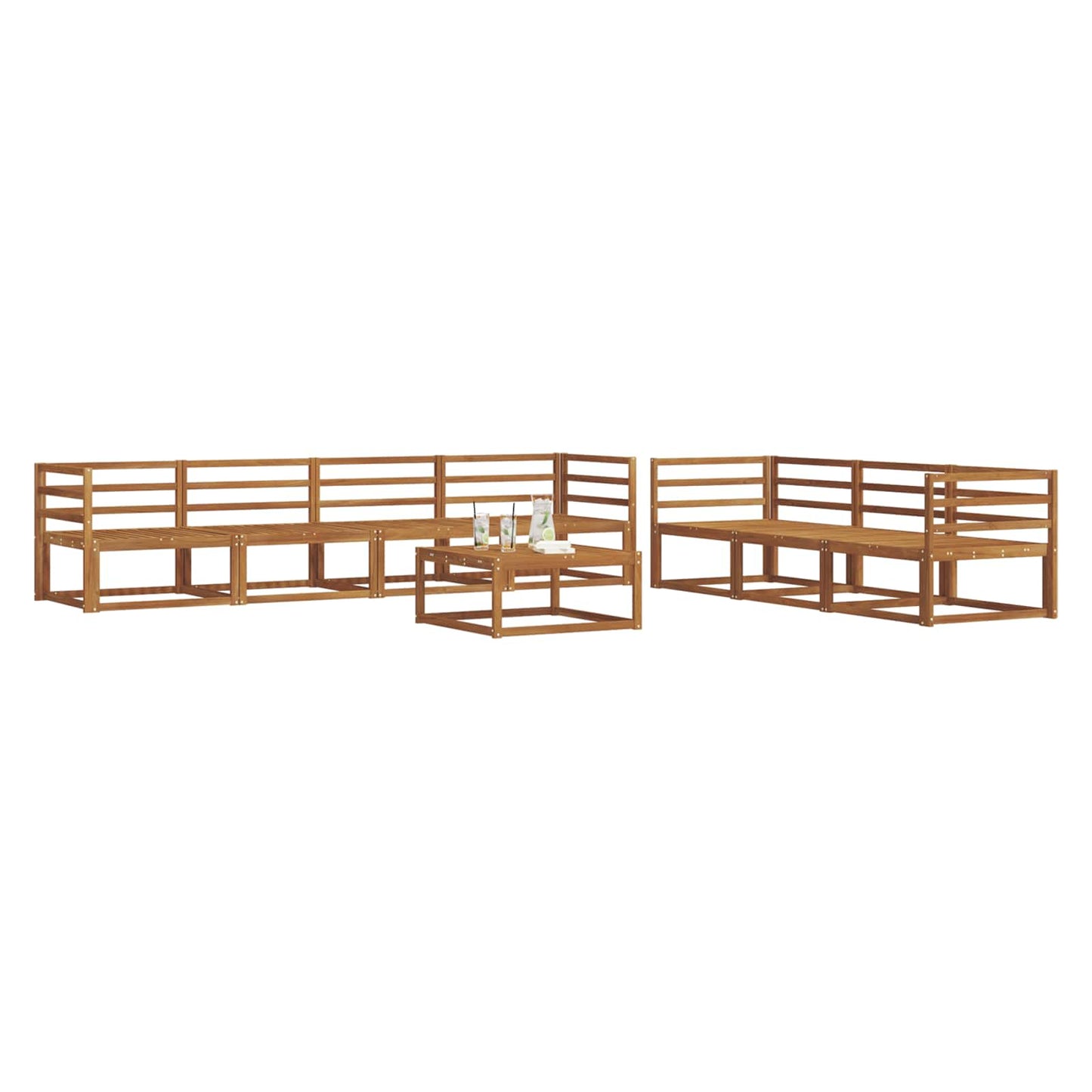 Utendørs sofa-sett 8 pcs Naturlig Solid akasietre