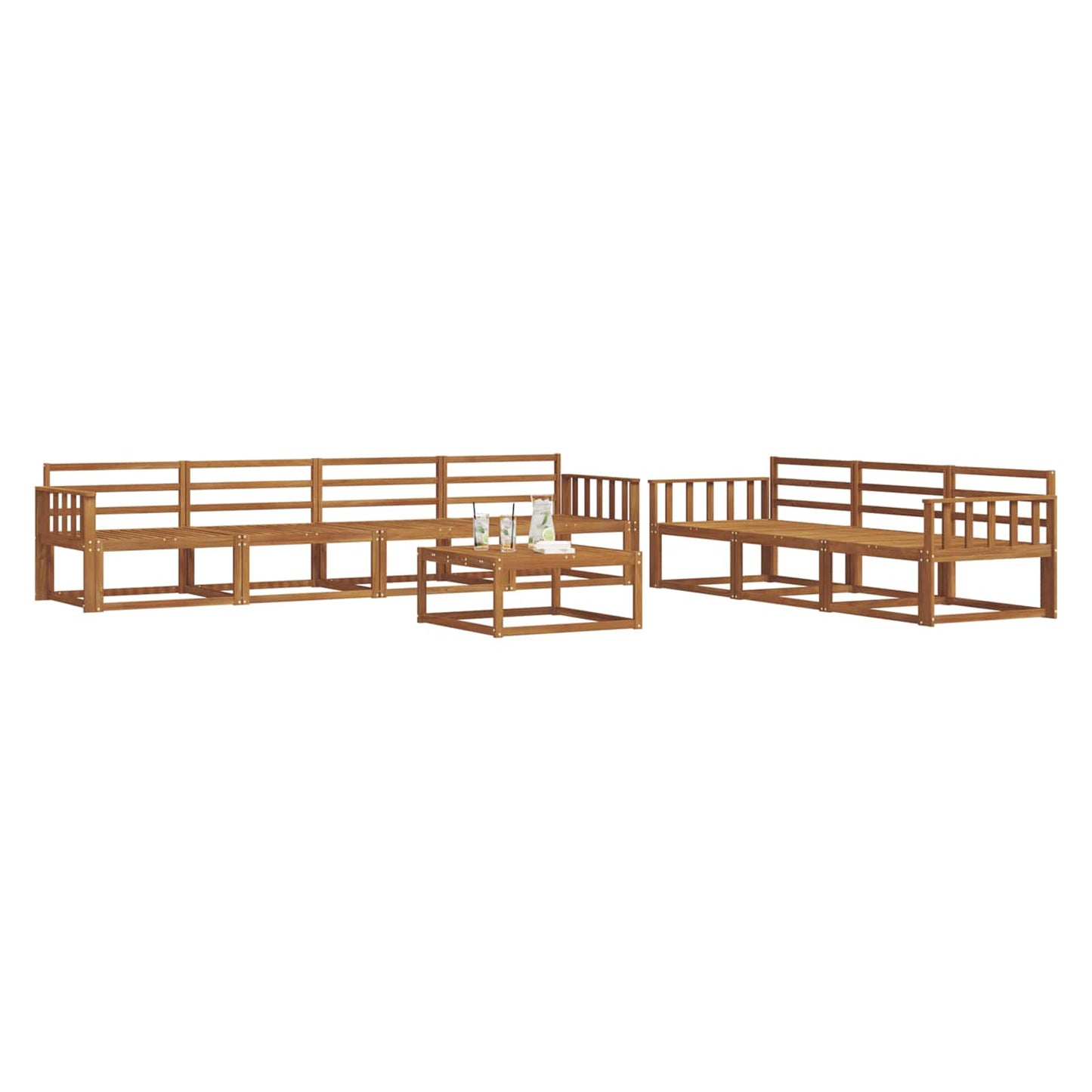 Utendørs sofa-sett 8 pcs Naturlig Solid akasietre