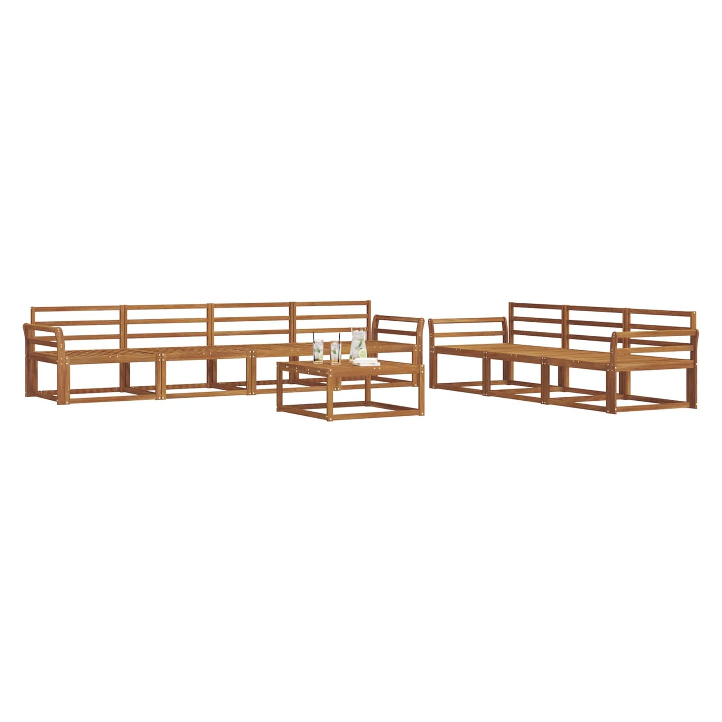 Utendørs sofa-sett 8 pcs Naturlig Solid akasietre
