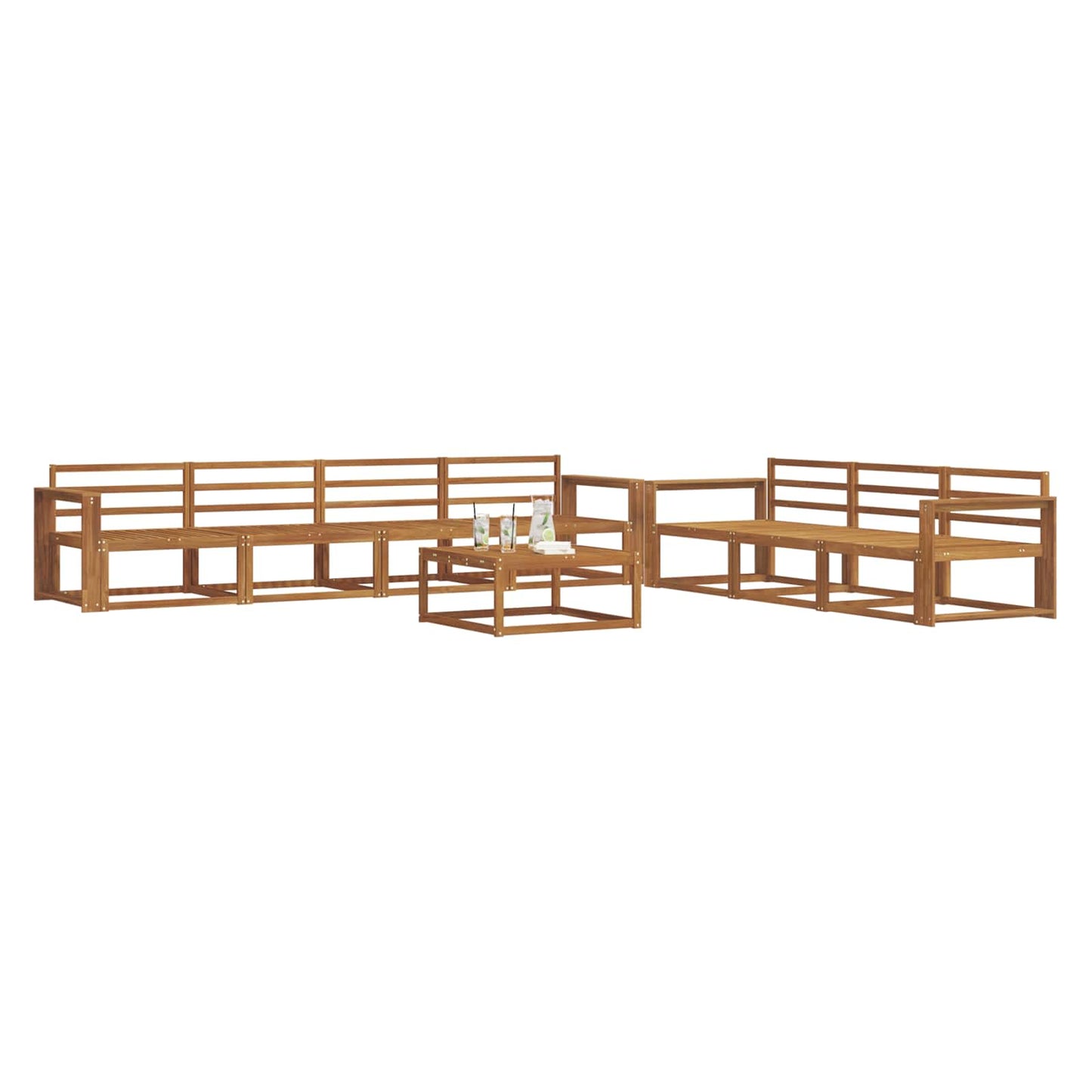 Utendørs sofa-sett 8 pcs Naturlig Solid akasietre