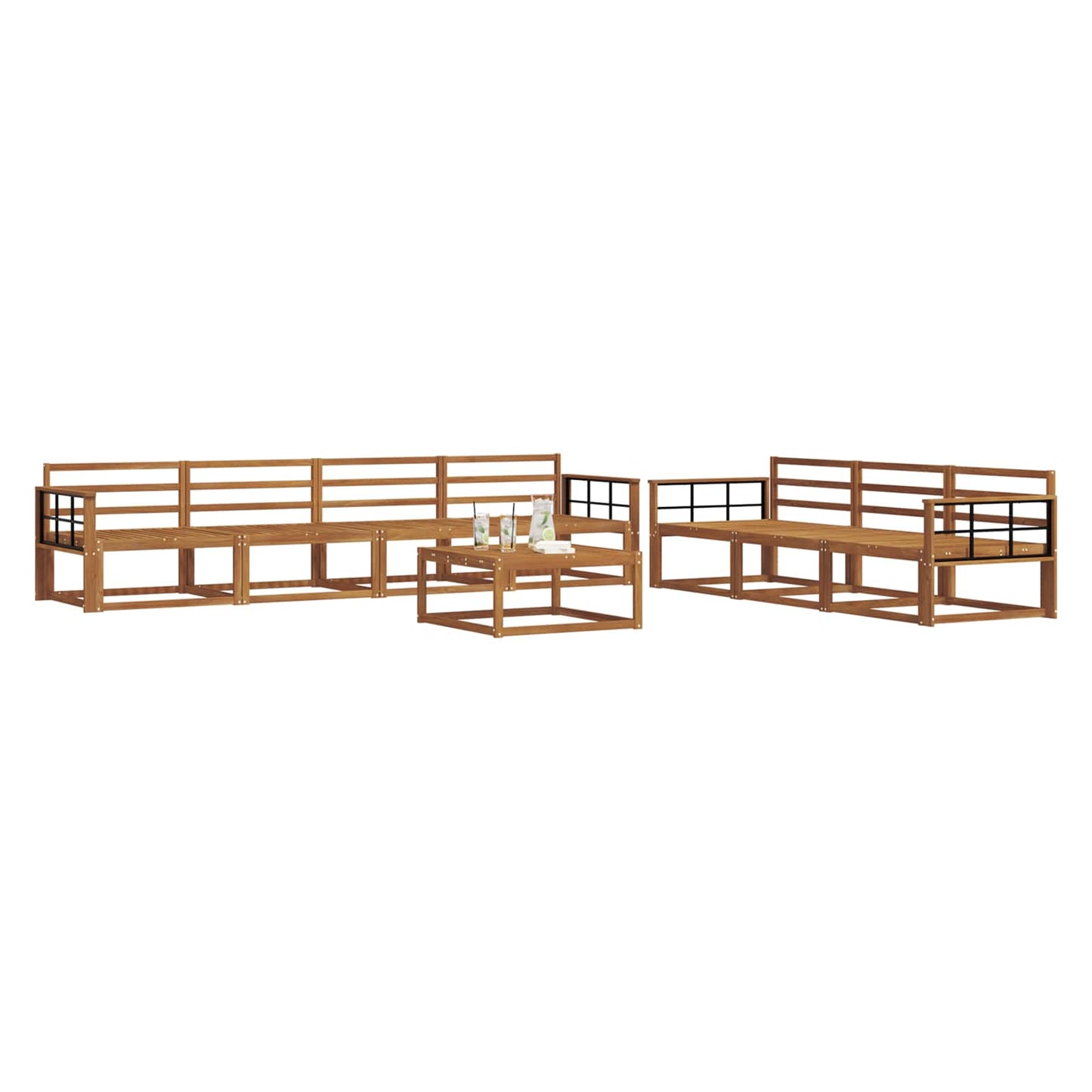 Utendørs sofa-sett 8 pcs Naturlig Solid akasietre