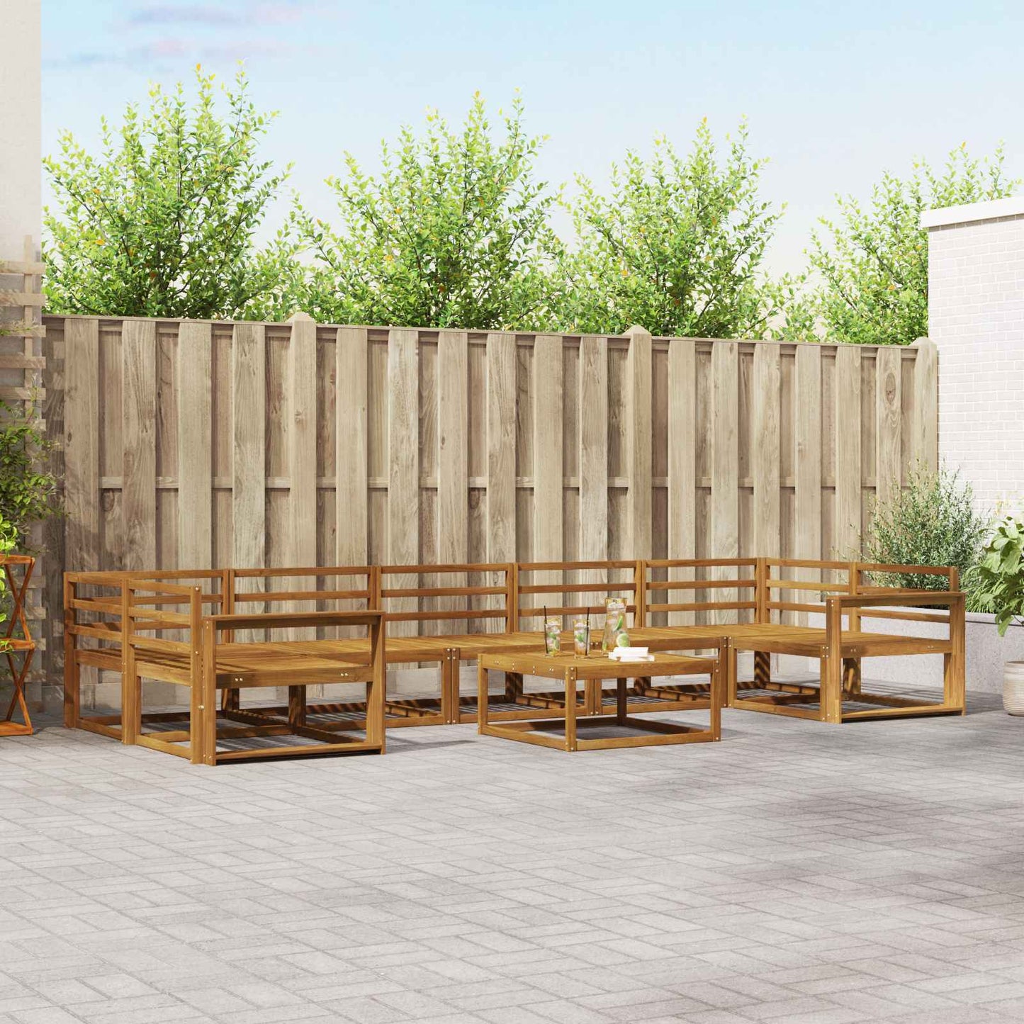 Utendørs sofa-sett 8 pcs Naturlig Solid akasietre